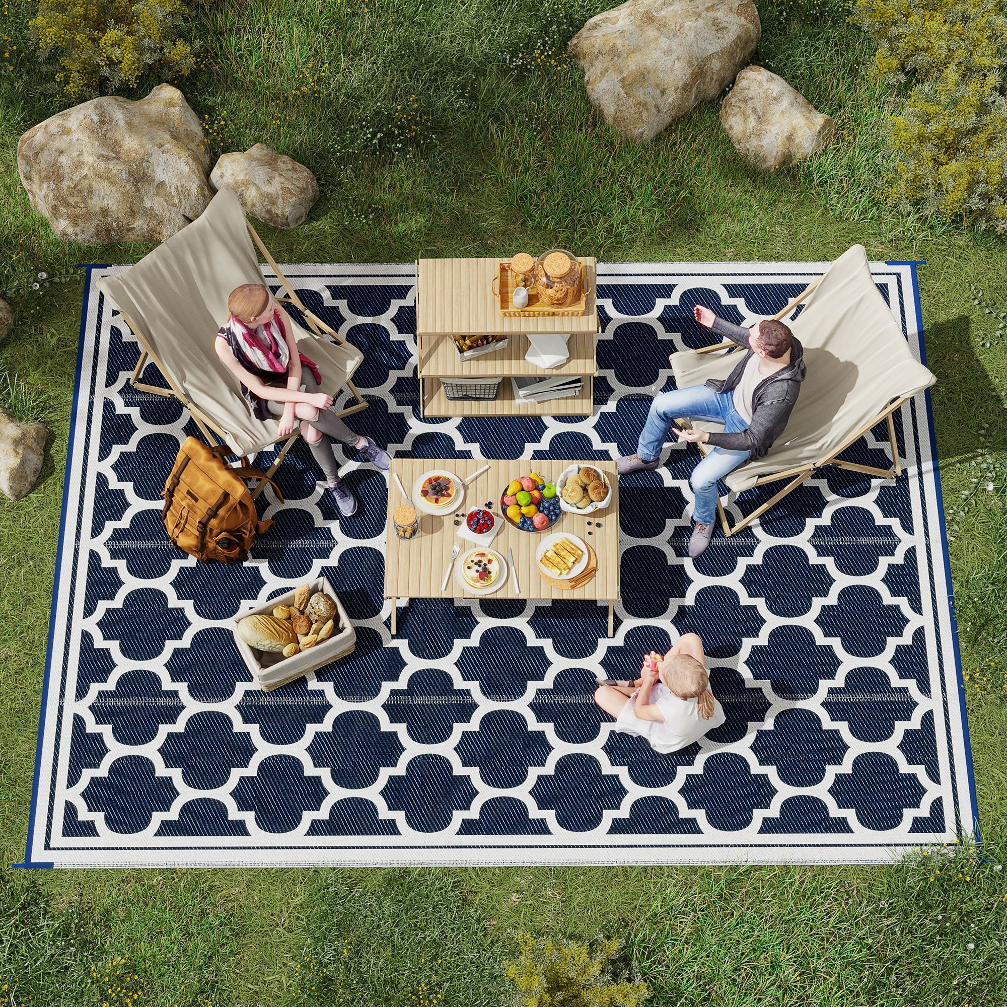 Reversible outdoor rug carpet, 9' x 18' waterproof
