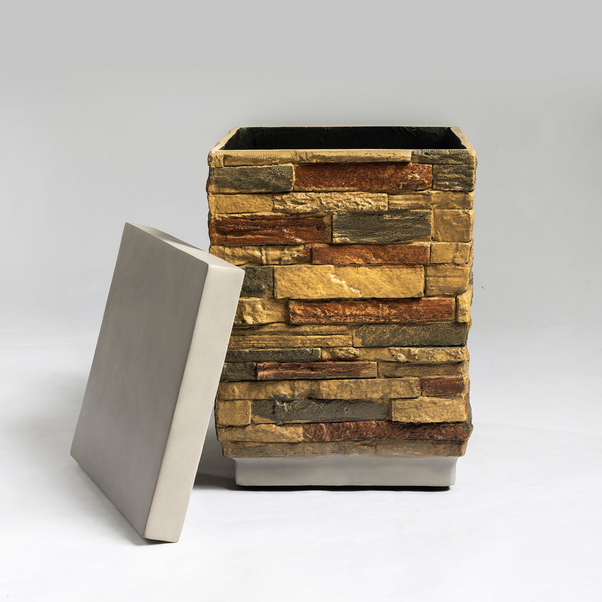 Outdoor Propane Tank Holder Fire Pit Cover Side Table Lightweight Concrete - Sandstone - Best Buy Furniture