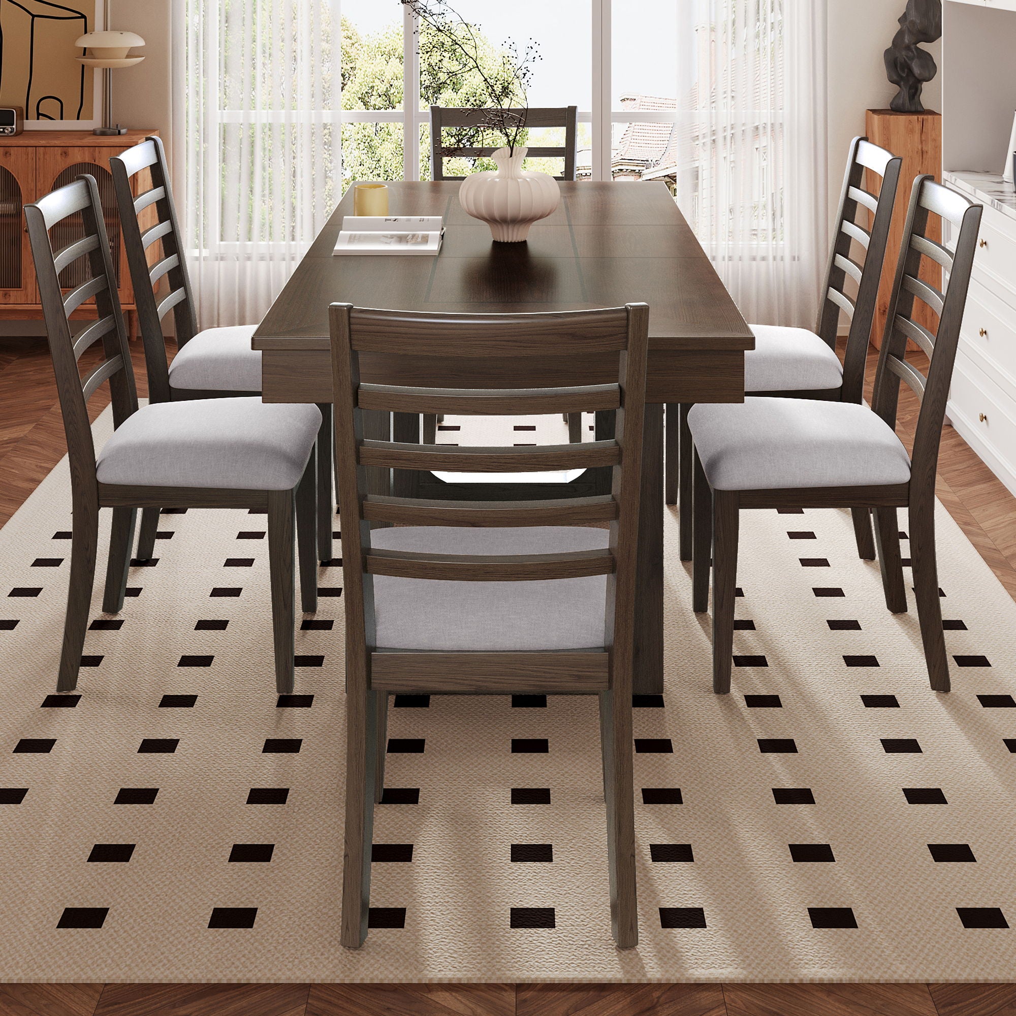 Farmhouse Wooden Kitchen Table With Removable Leaf