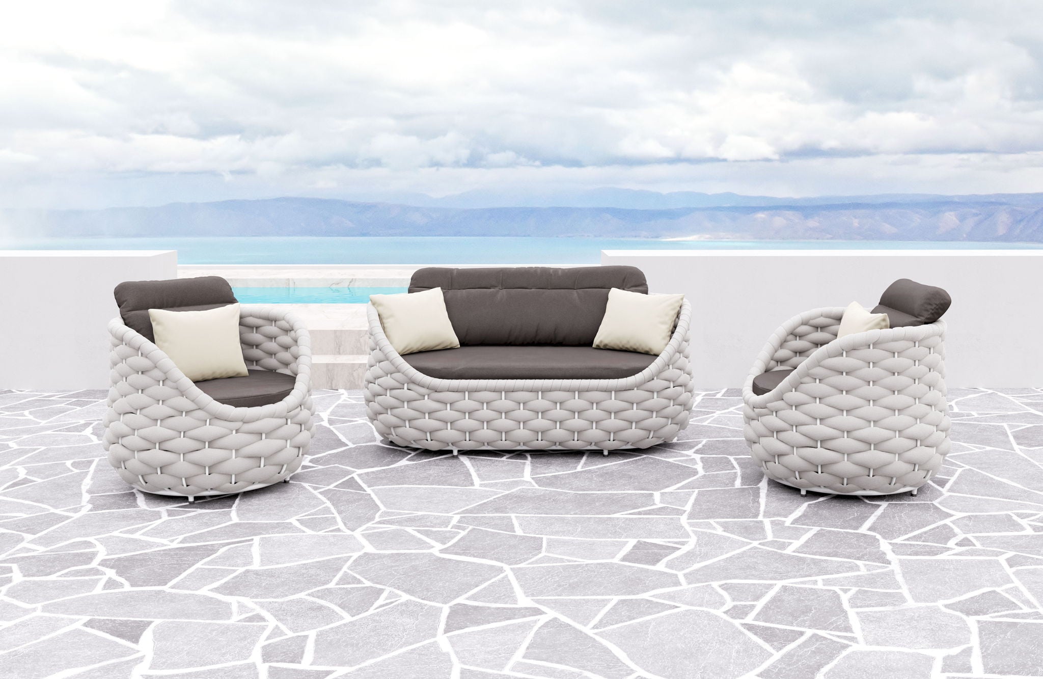 Coral Reef - Loveseat - Gray
