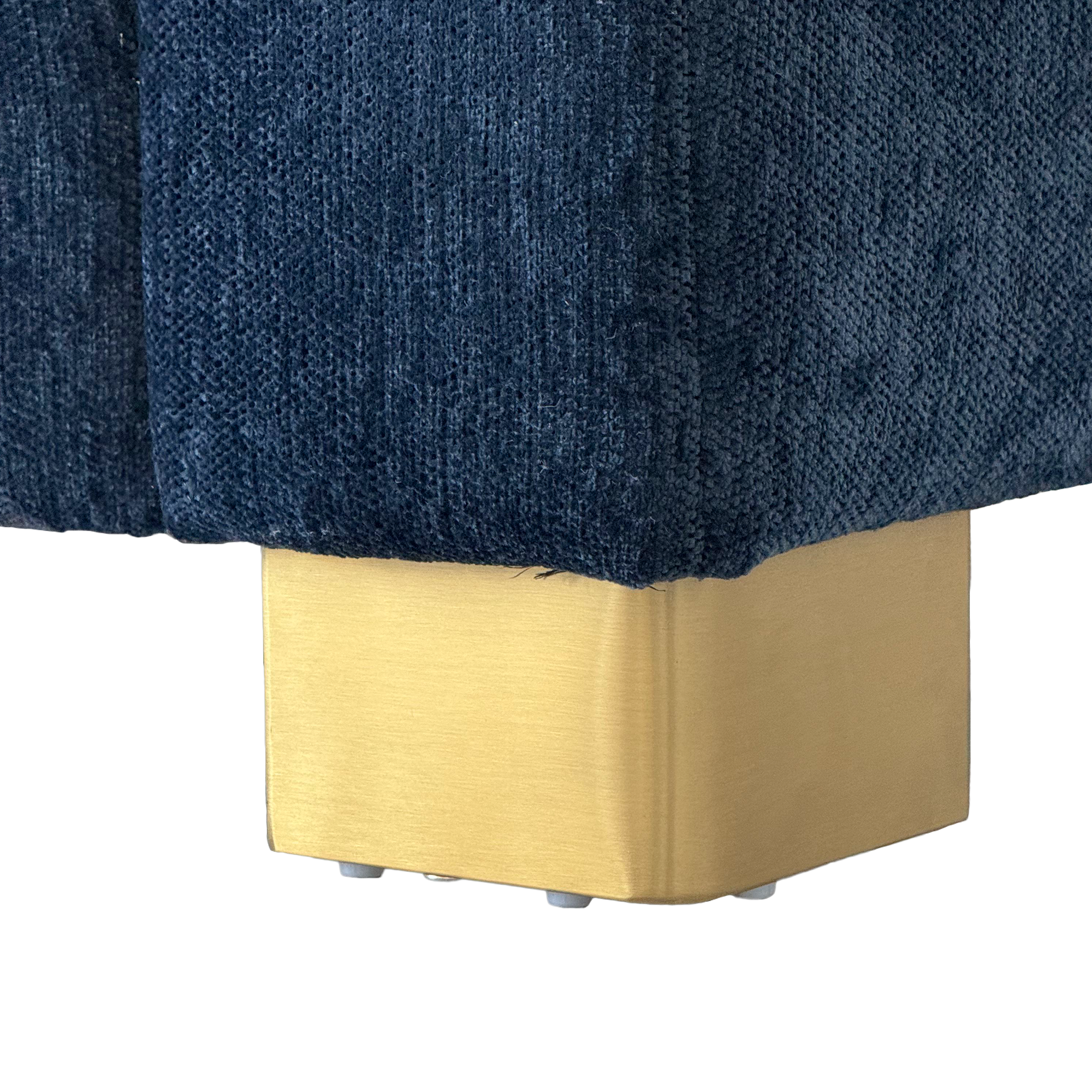 Retro Blue Chenille Upholstered 3-Seater Couch with Stainless-Steel Legs