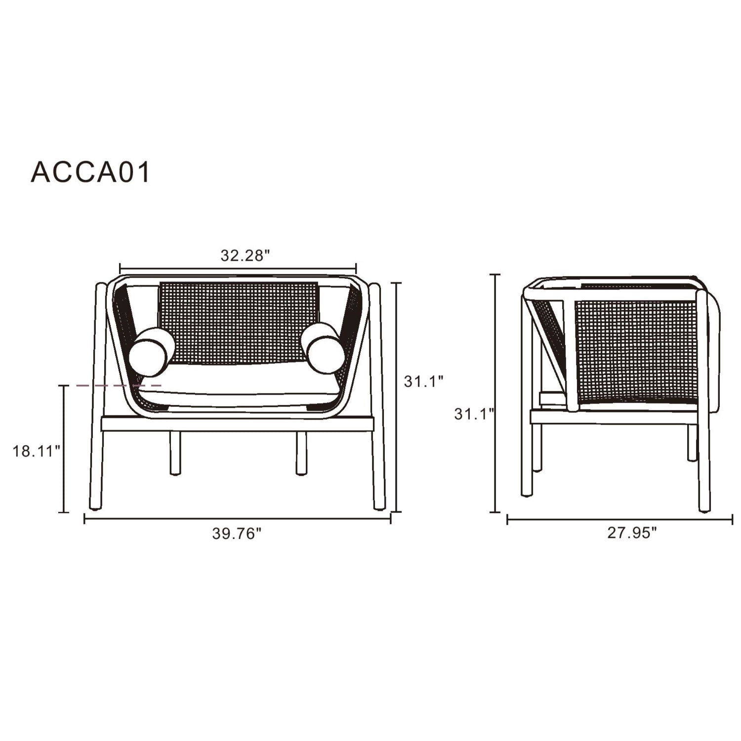 Versailles - Accent Armchair With Rattan Frame - Cream