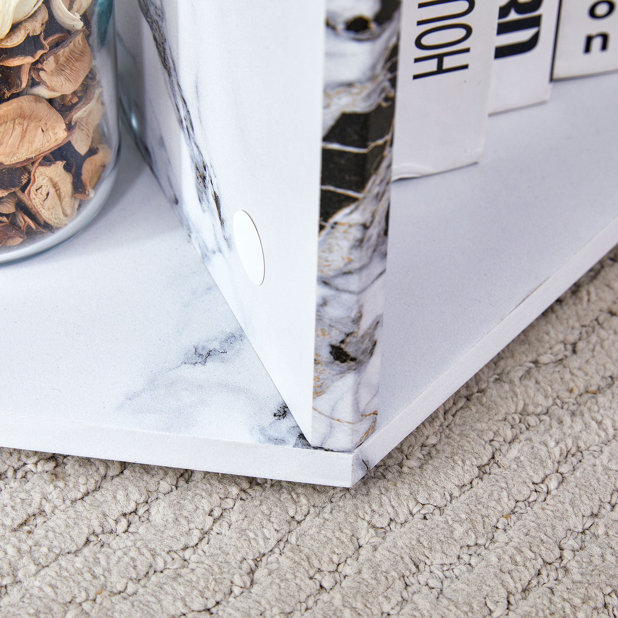 Hexagonal Coffee Table With Characteristic Pattern Stickers And Multi-Hole Design For Extra Storage