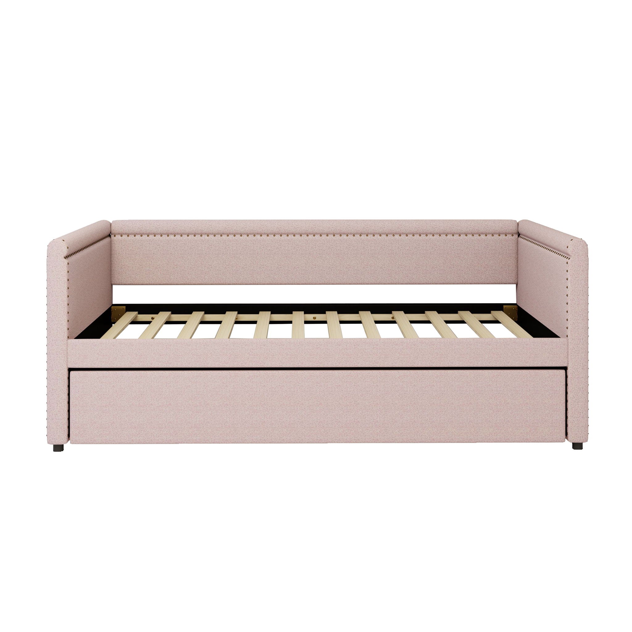 Modern Style Upholstered Daybed With Trundle For Guest Room, Small Bedroom