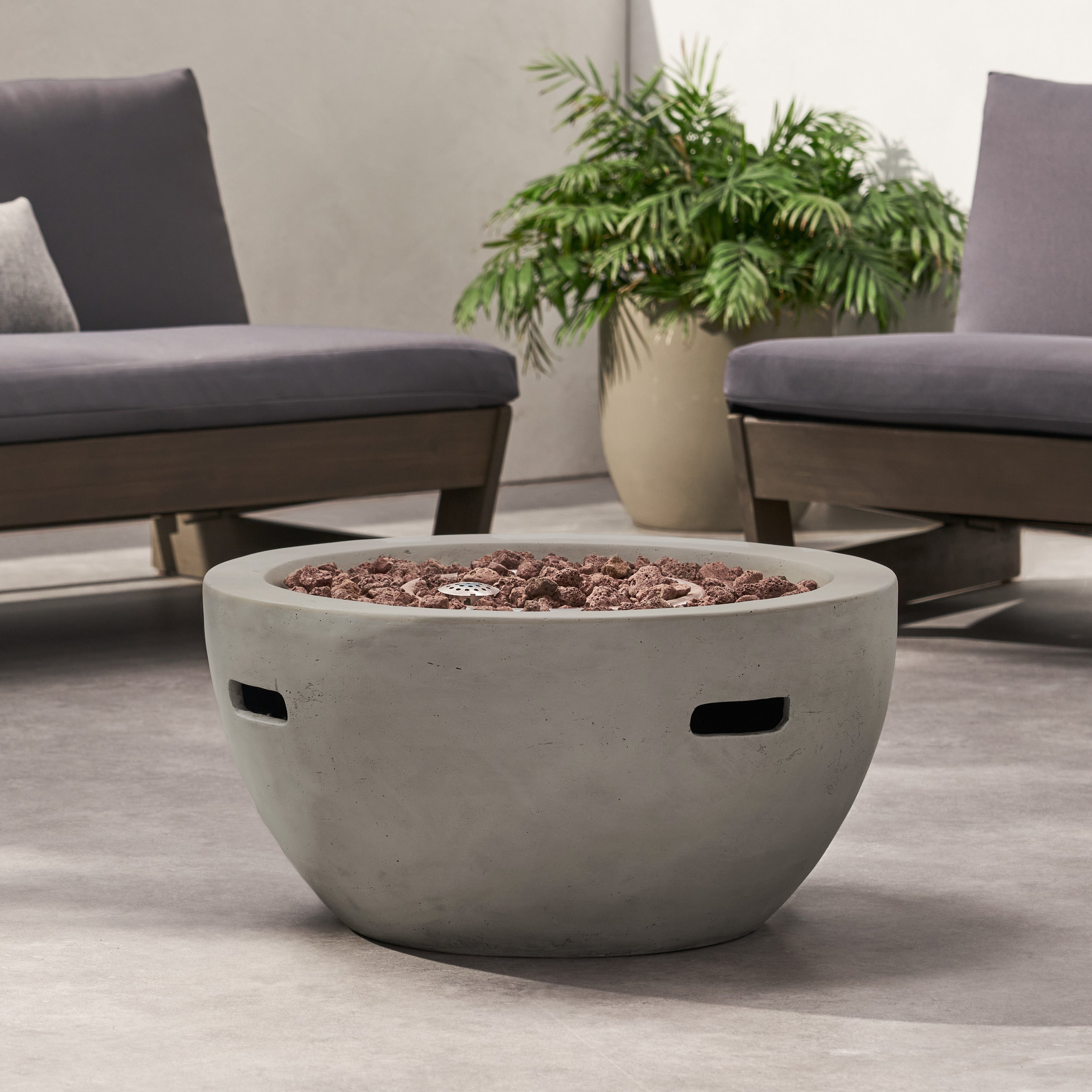 27" Bowl Shaped MGO Propane Fire Pit - Light Grey