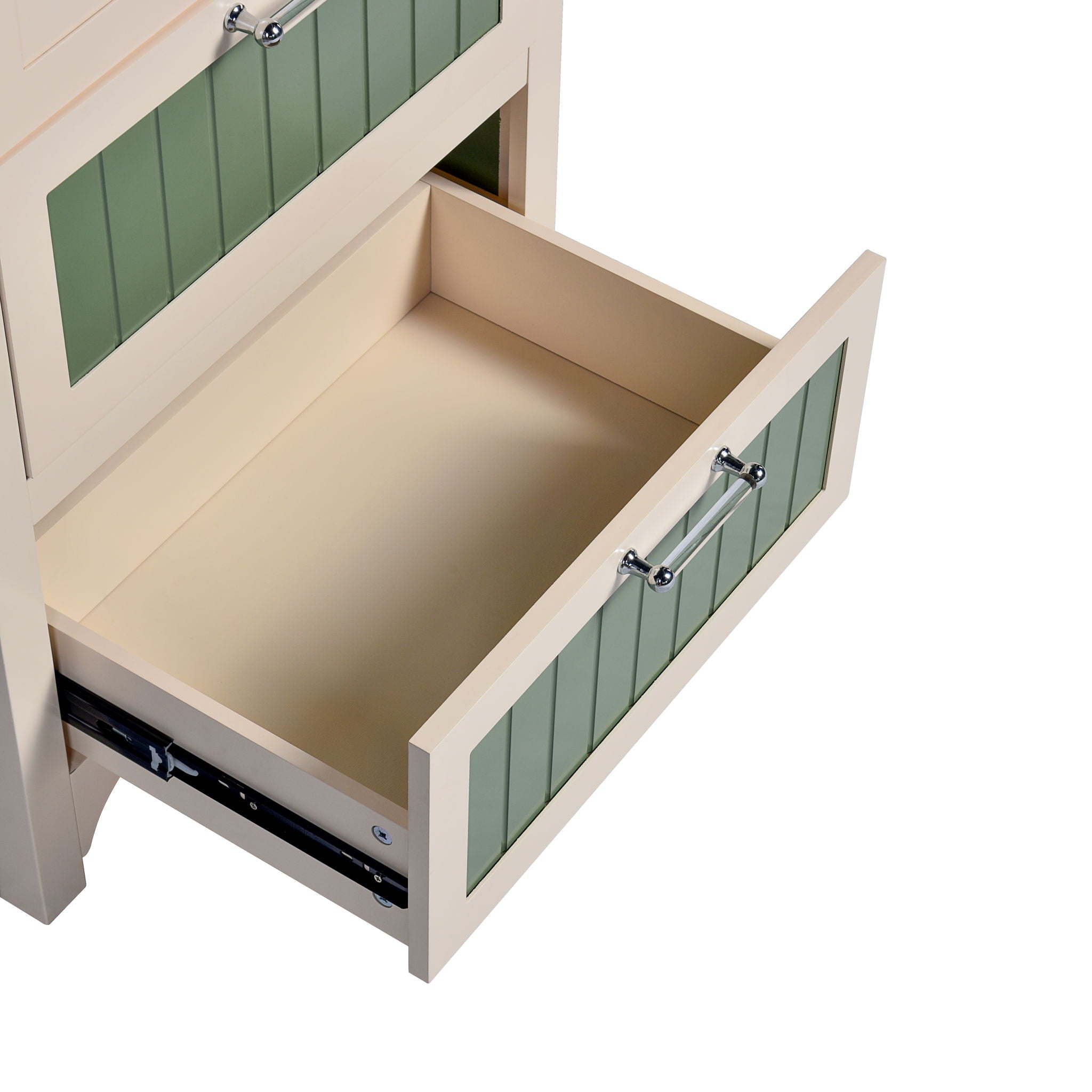 Bathroom Vanity With Ceramic Sink, Bathroom Vanity Cabinet With 2 Drawers, Wooden Bathroom Sink Cabinet - Beige / Green