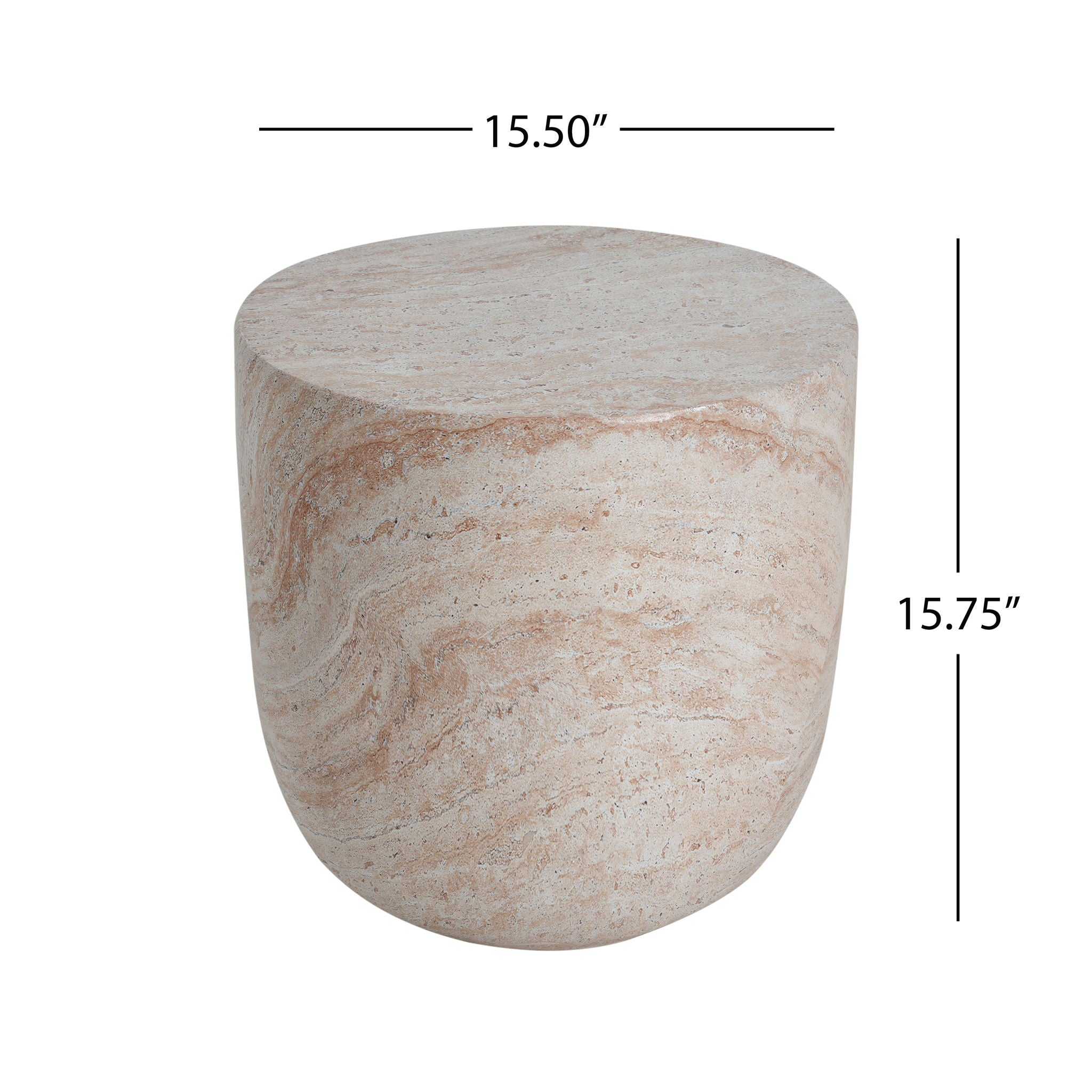 Outdoor / Indoor, Lightweight Concrete Side Table With Travertine - Beige - Best Buy Furniture