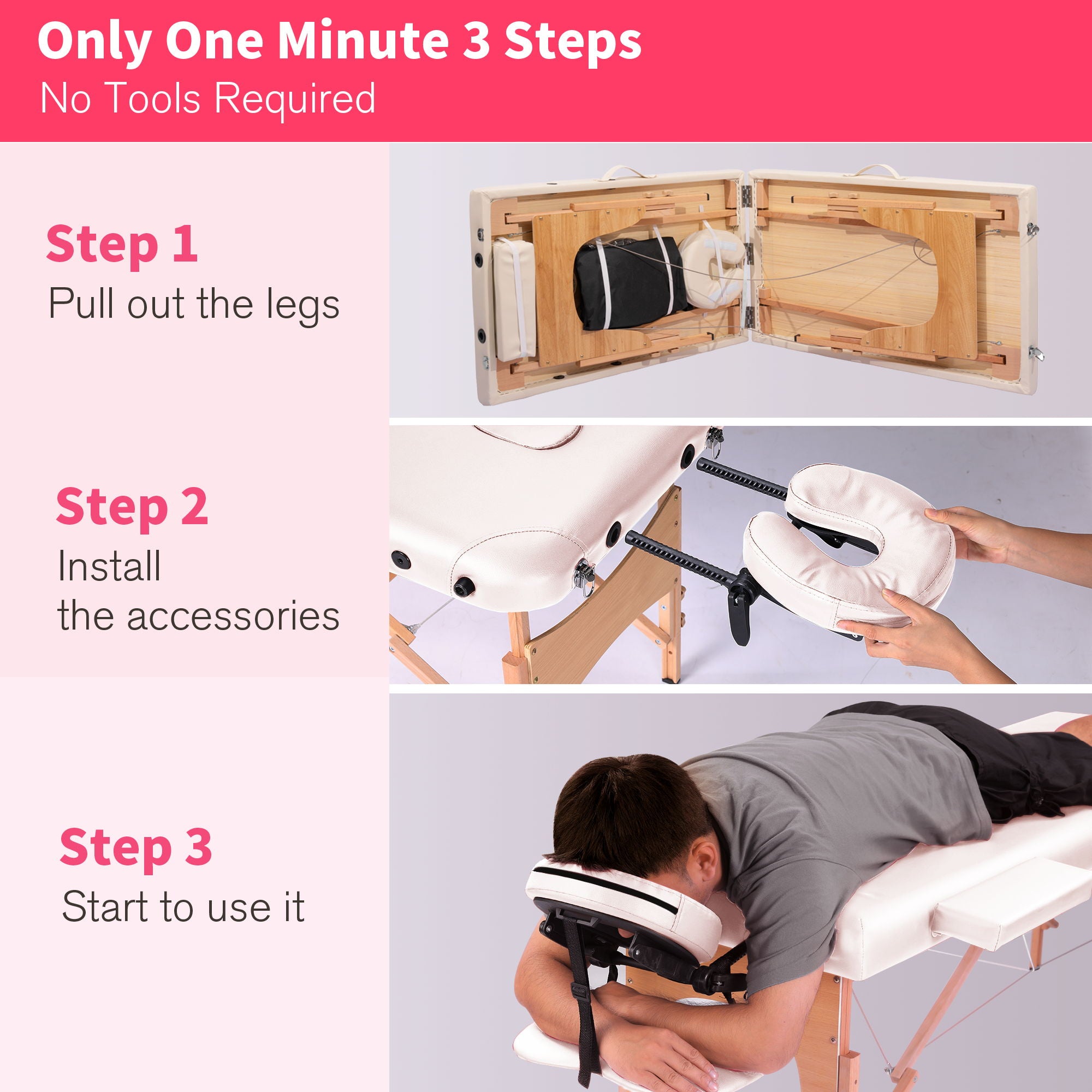 Portable Massage Table Bed With Carrying Case