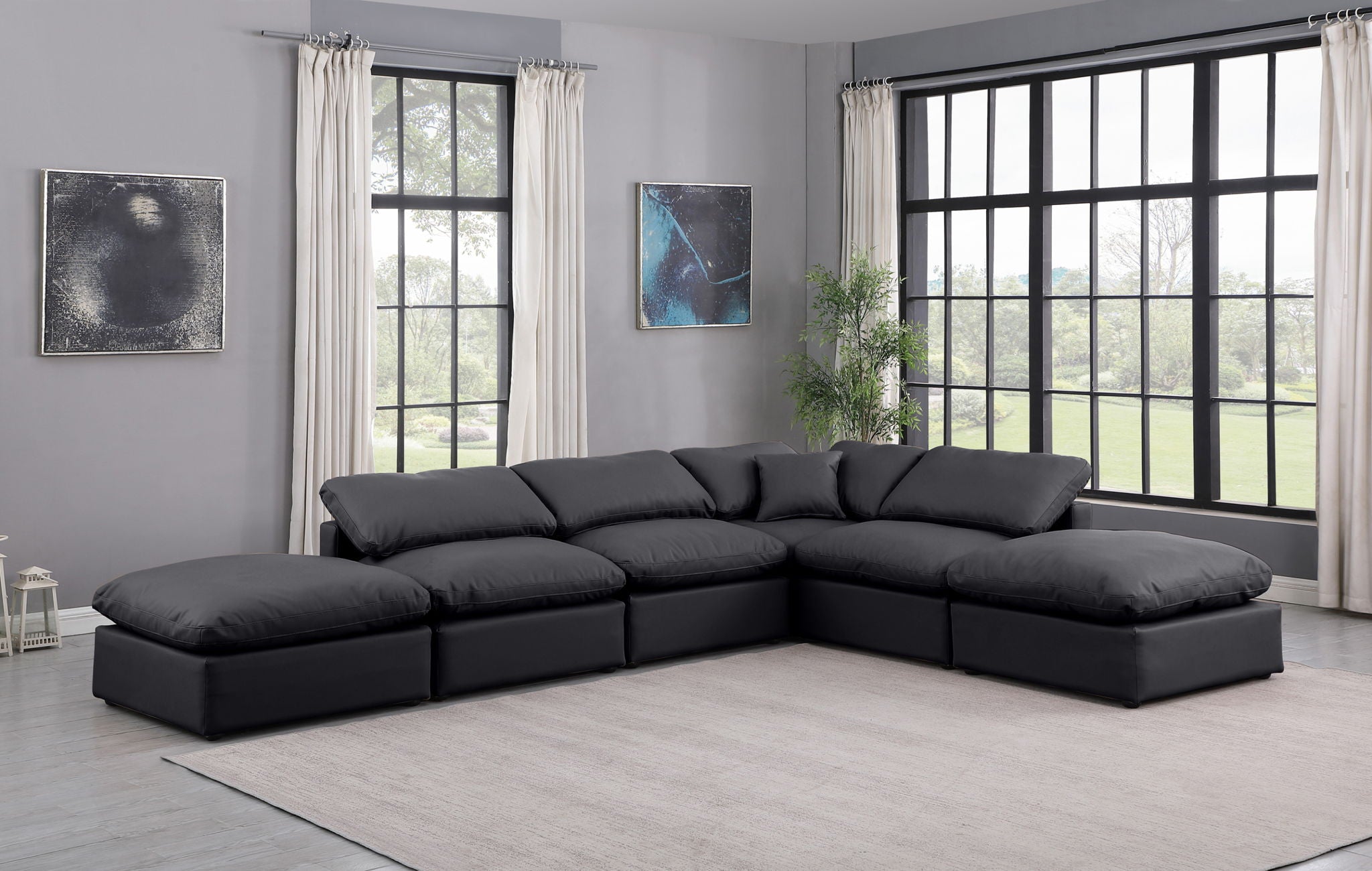 Indulge - Faux Leather 6 Piece Modular Armless Sectional