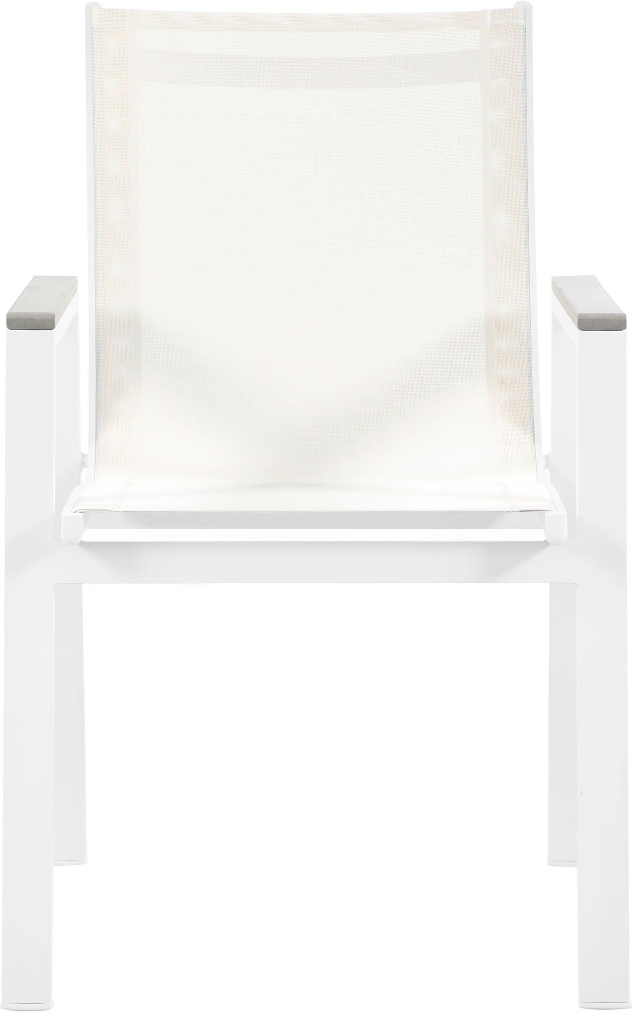 Nizuc - Outdoor Patio Dining Arm Chair With White Frame And Gray Arms (Set of 2)