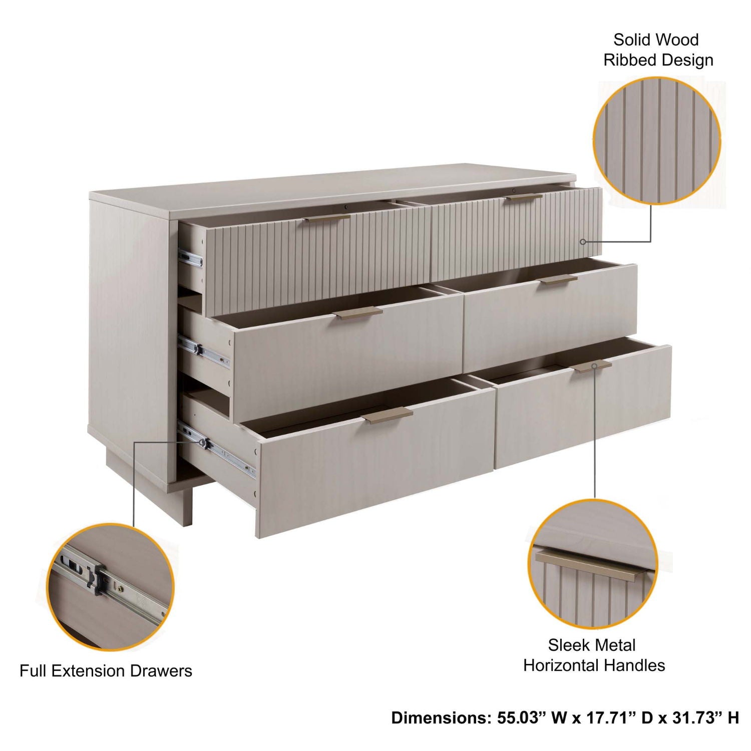 Granville - Dresse With 6 Drawers