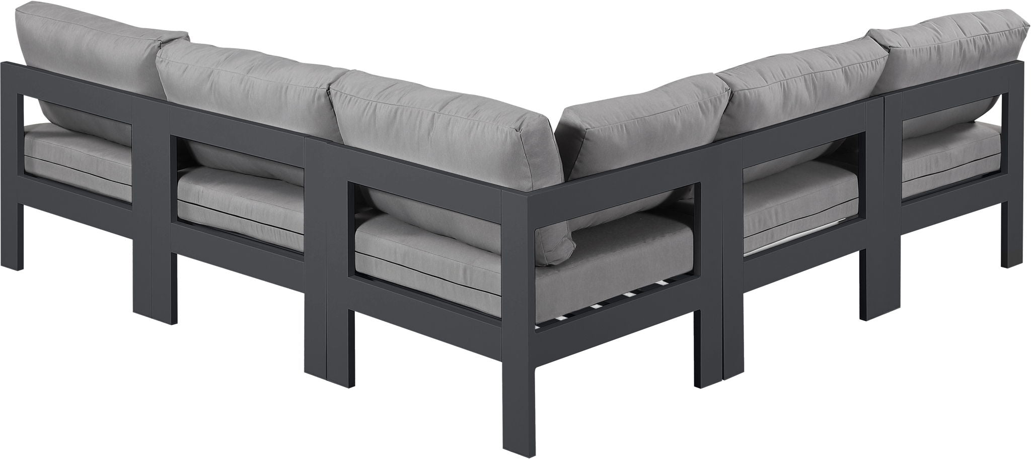 Nizuc - Outdoor Patio 5 Piece Modular Sectional With Gray Frame