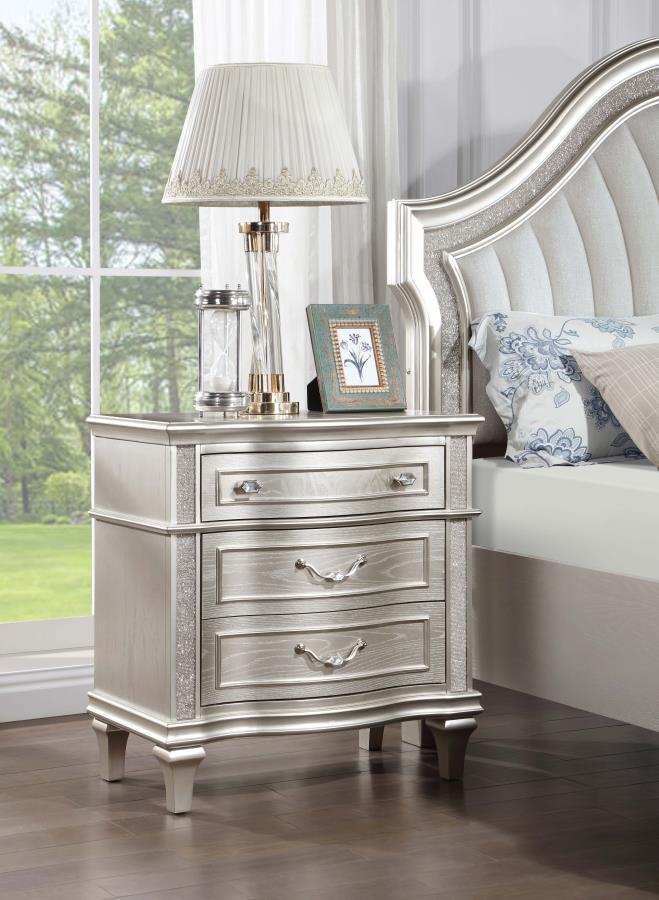 Evangeline - 3-Drawer Nightstand - Silver Oak - Best Buy Furniture