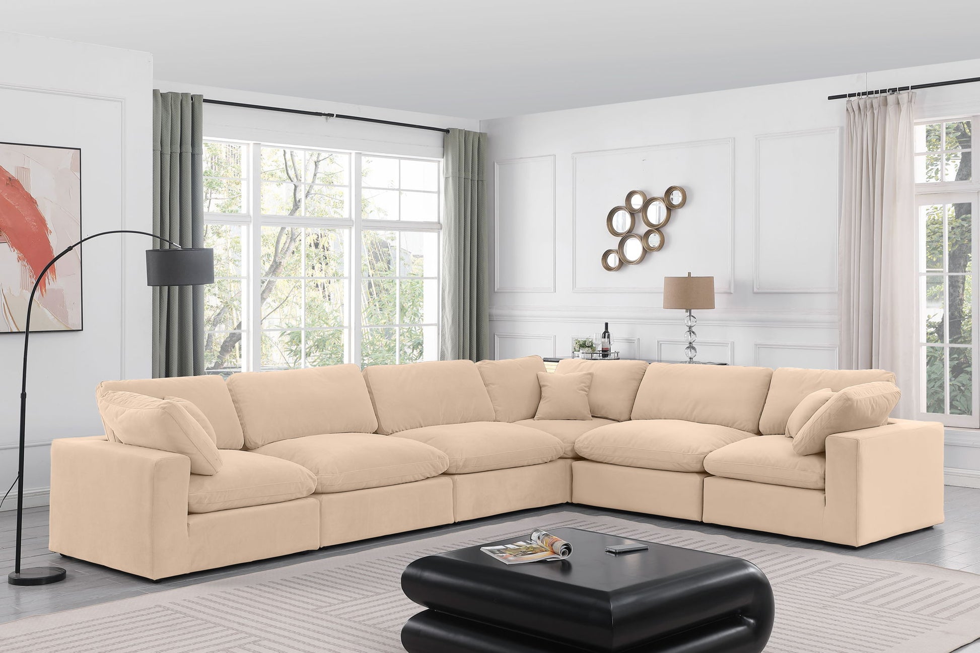 Comfy - 6 Piece Velvet Modular Corner Sectional - Best Buy Furniture