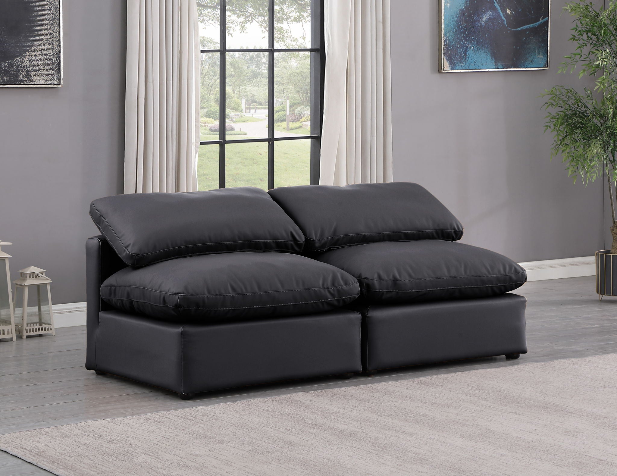 Indulge - Faux Leather 2 Seat Modular Armless Sofa - Best Buy Furniture