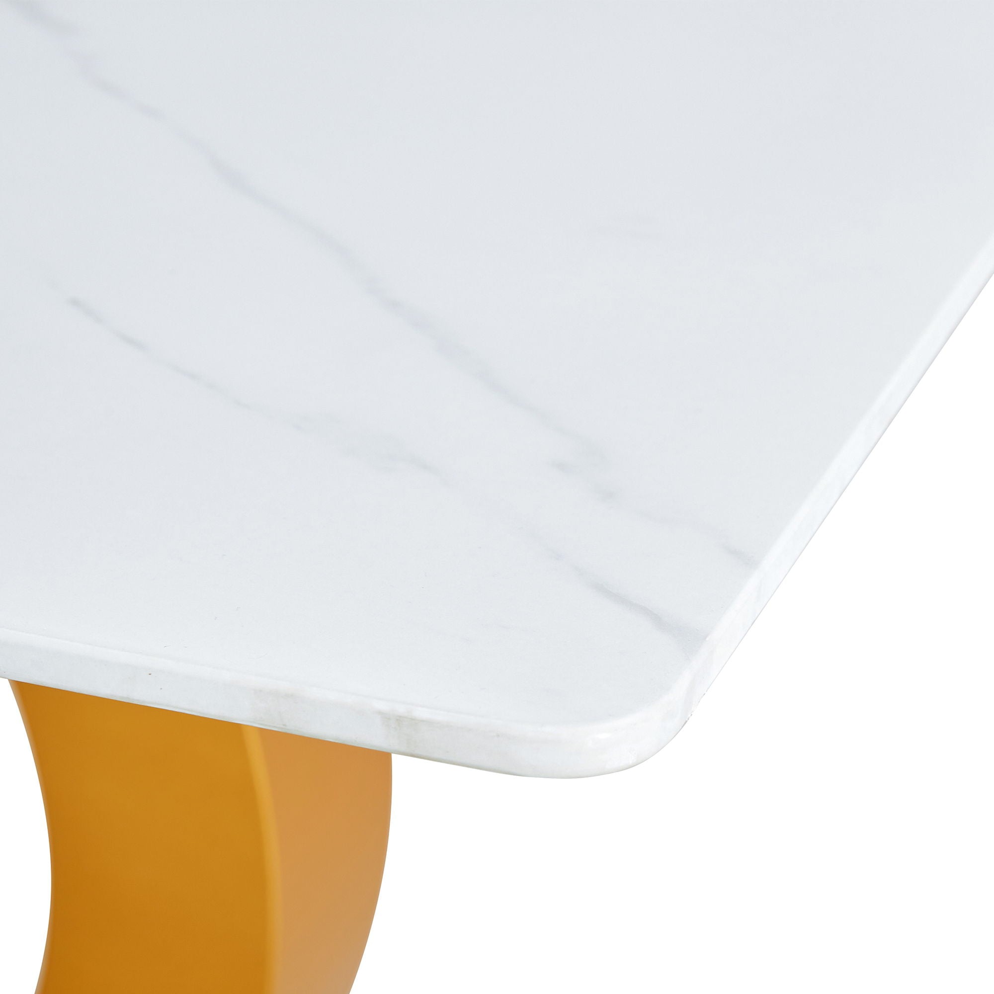 Modern Minimalist Rectangular Dining Table For 6 - 8 People With Brackets And Aureate Base - Gold