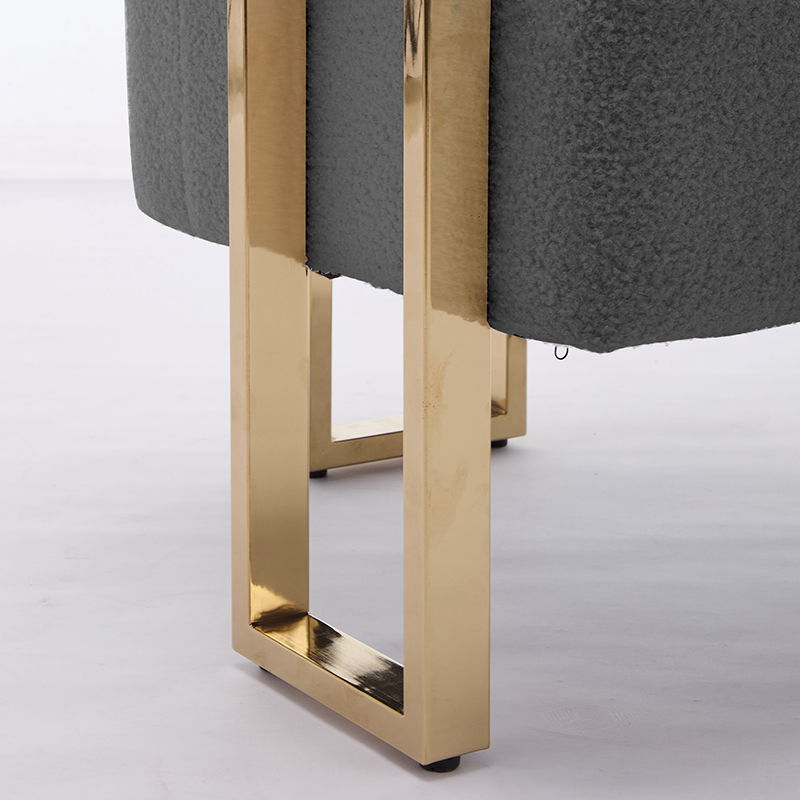 Modern Decorative Chair Teddy Fleece Upholstered And Metal Foot