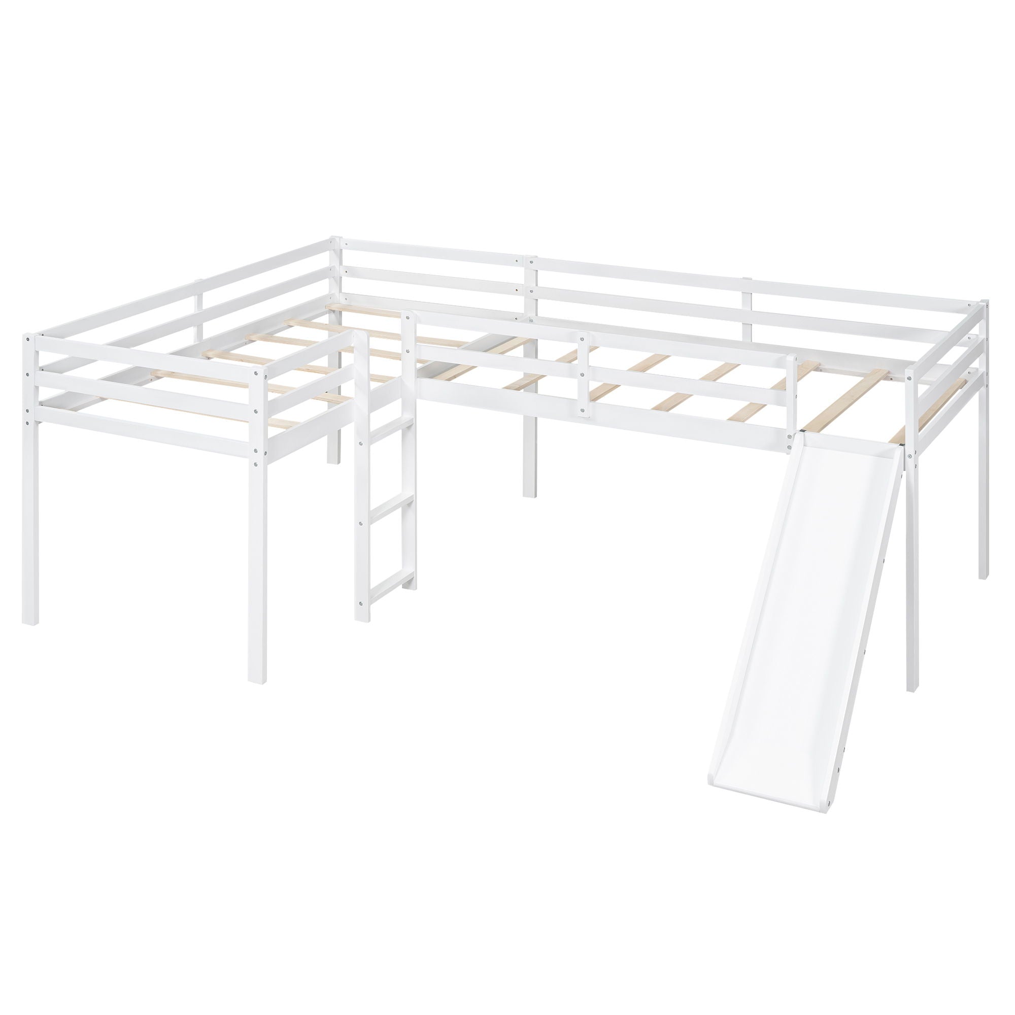 L Shaped Loft Bed With Ladder And Slide