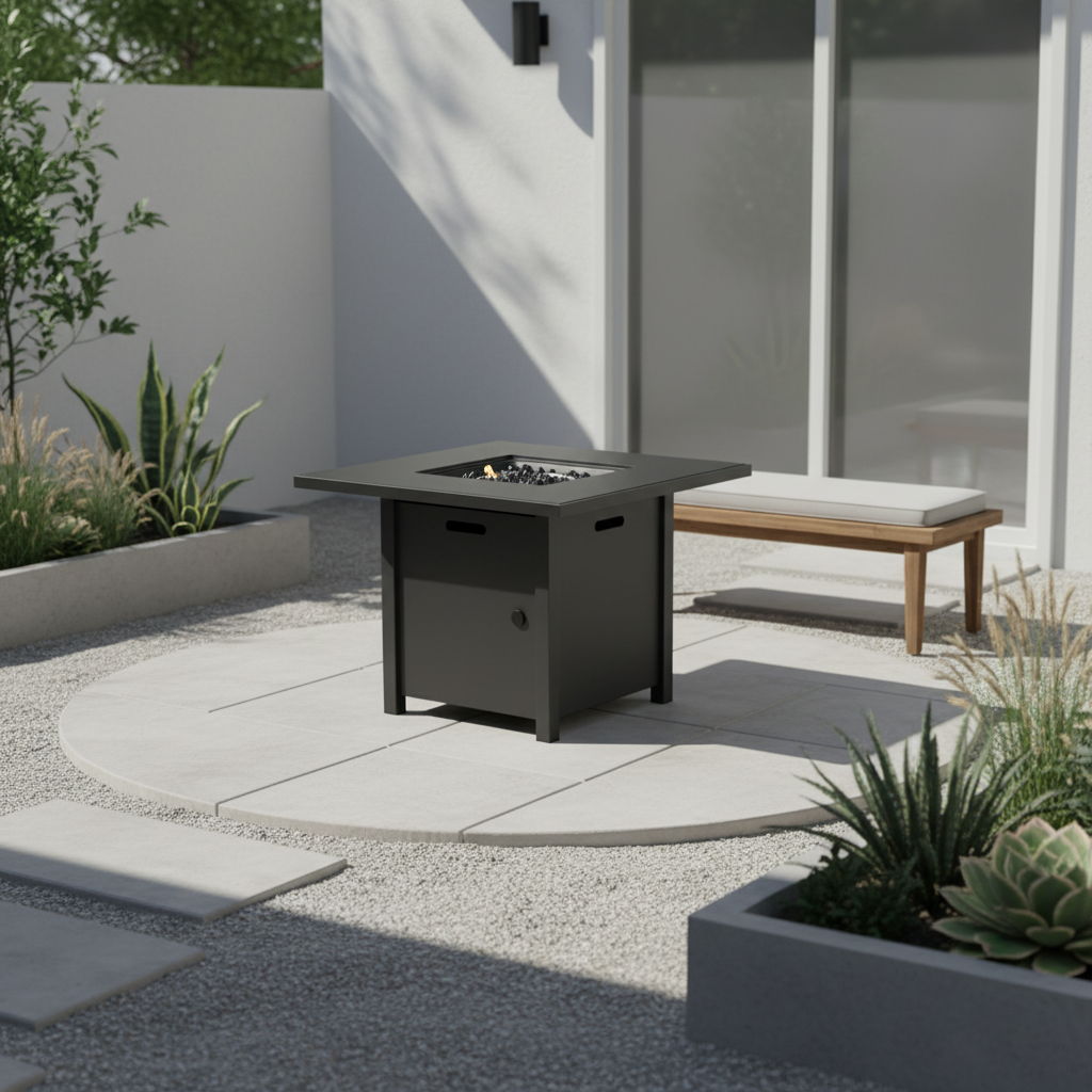 Powdercoated Fire Pit With Top - Gray
