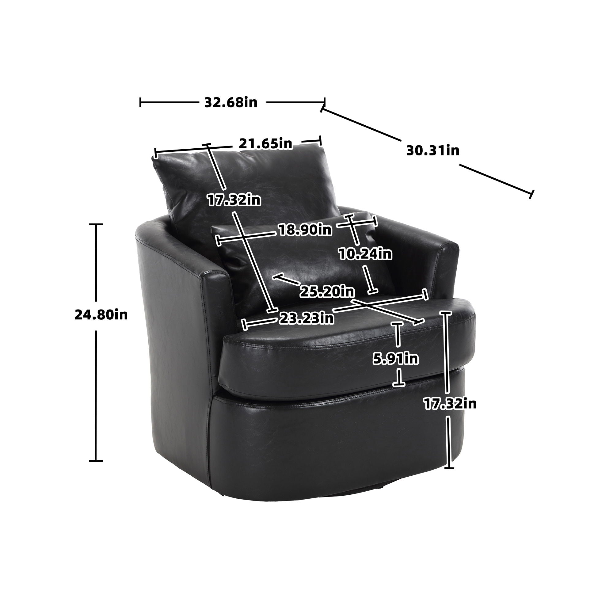 Modern Barrel Comfy Round Accent Sofa Chair, 360 Degree Swivel