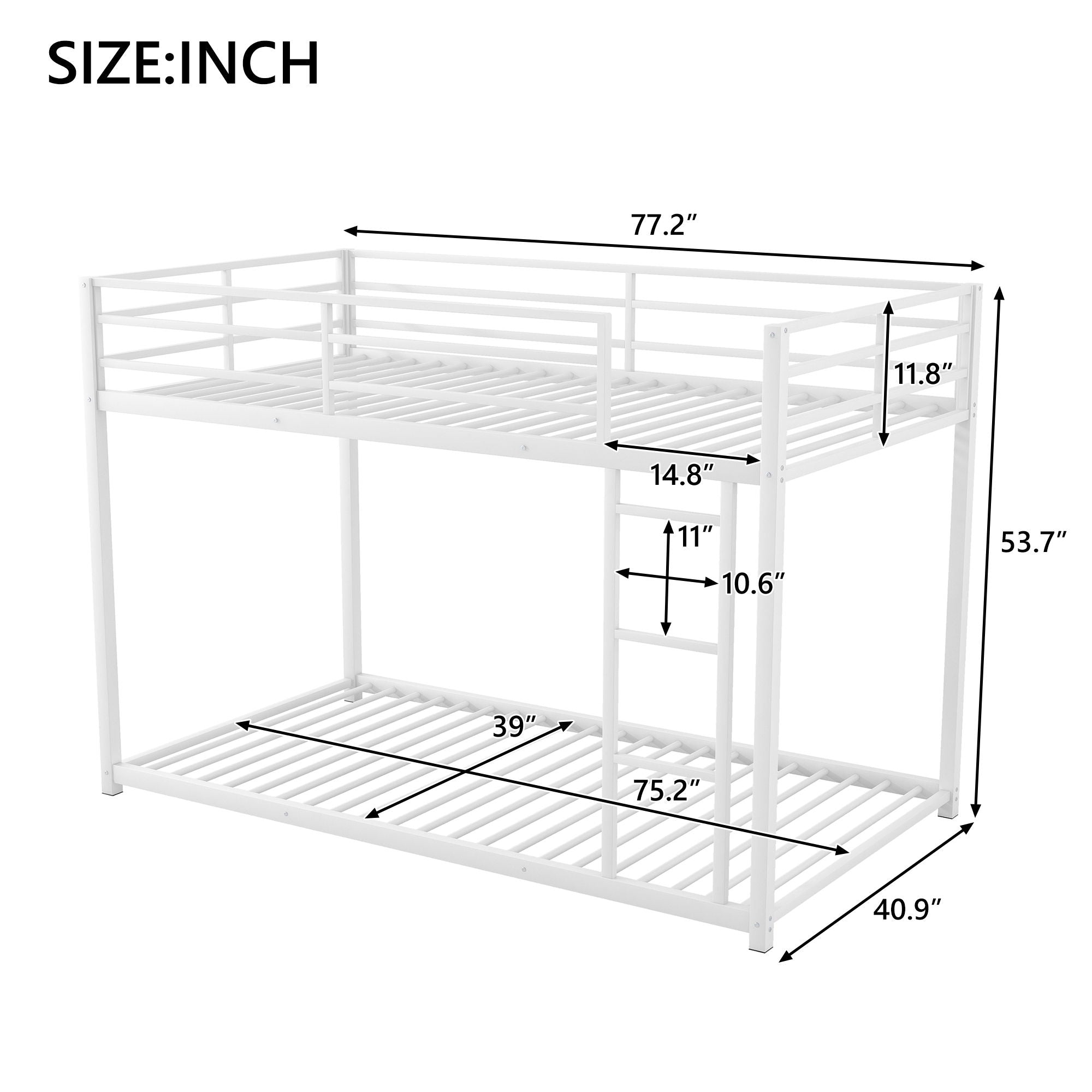 Metal Bunk Bed, Low Bunk Bed With Ladder