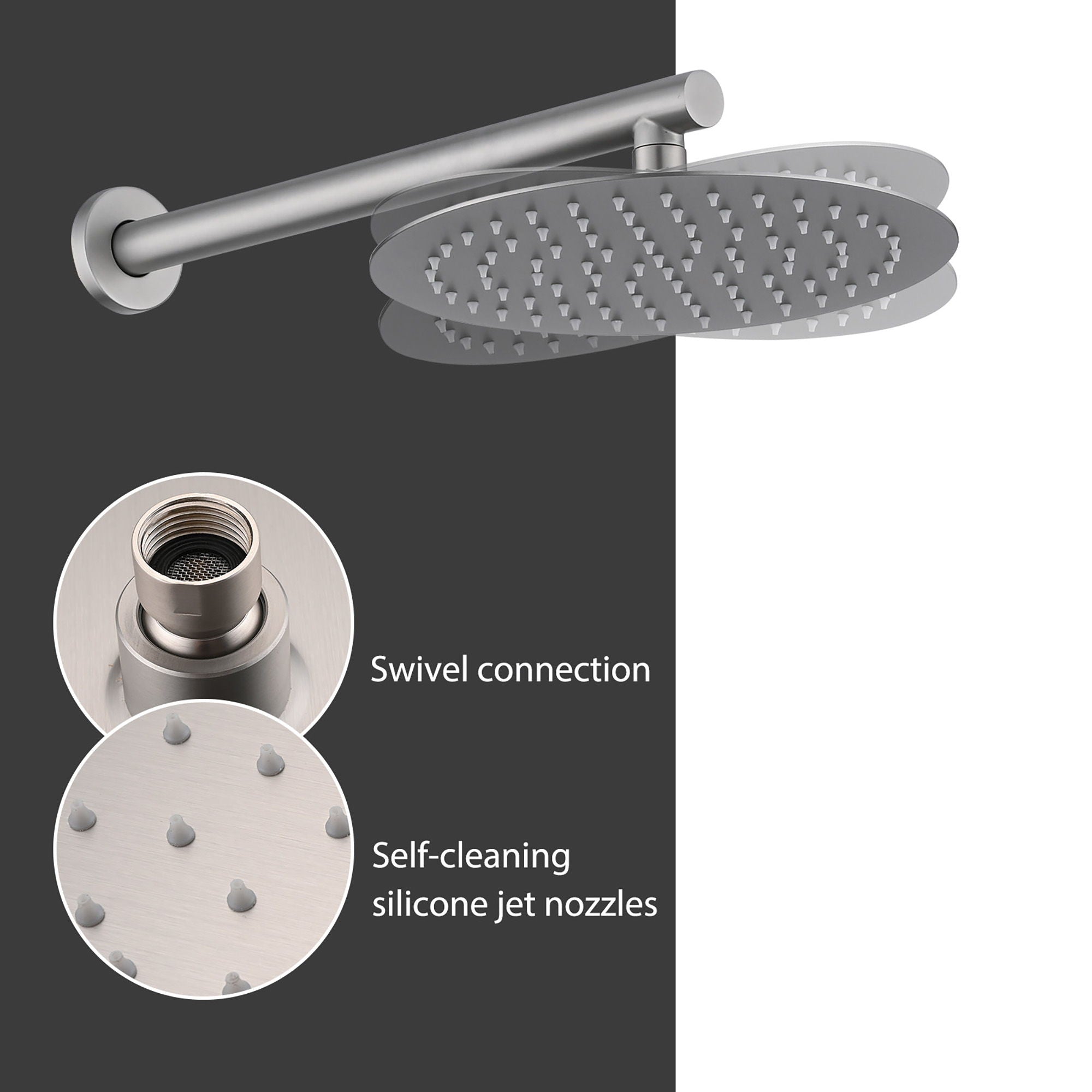 Wall Mounted Shower Set With High Pressure 10" Rain Shower Head And 5 Function Handheld Shower Head - Brushed Nickel