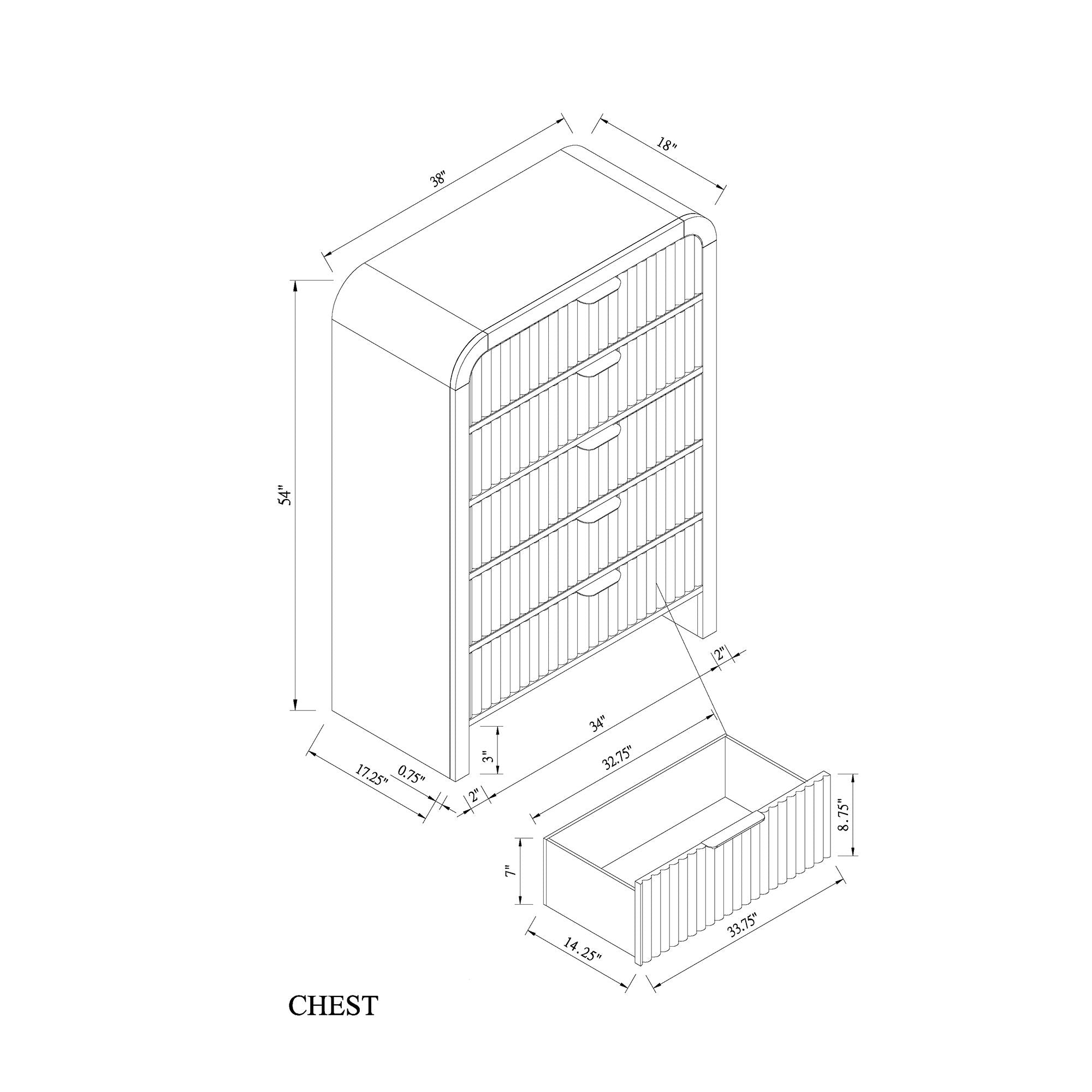 Beverly - 5 Piece Bedroom Set With Fluted Detailing