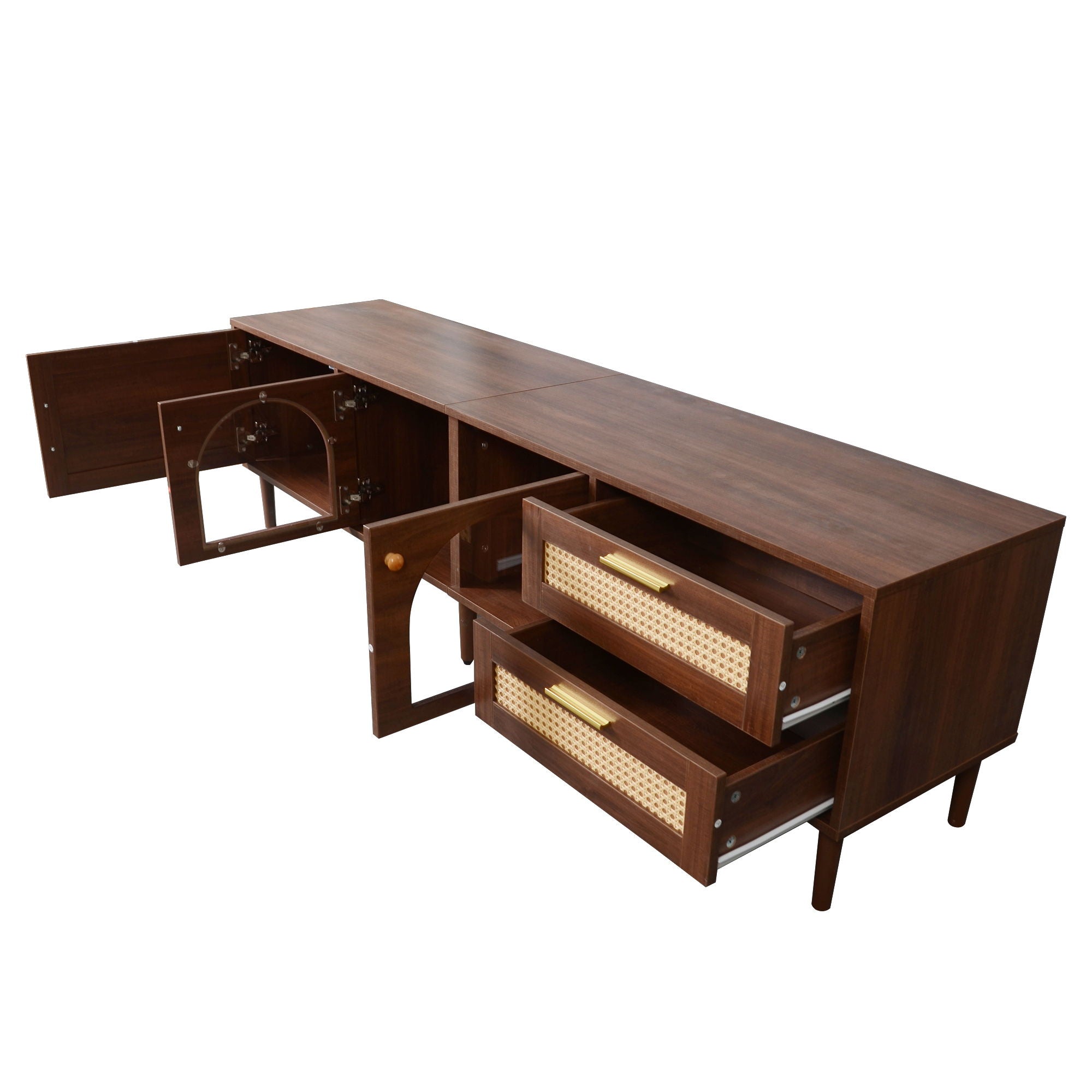 TV Stand With App-Controlled LED Lights, 2 Drawers & Door Storage