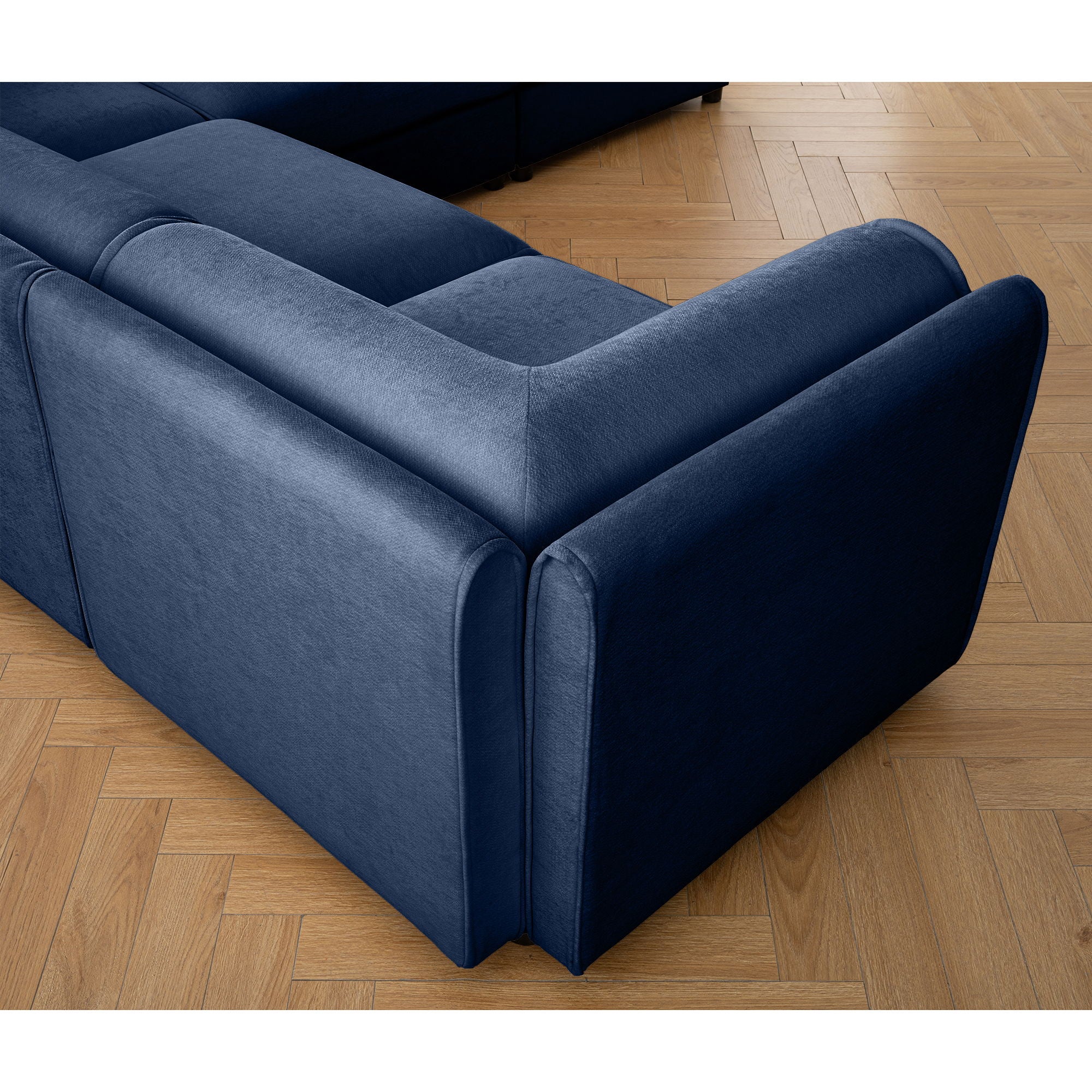 Contemporary Elegant White Chenille Sofa With Storage And Ottoman