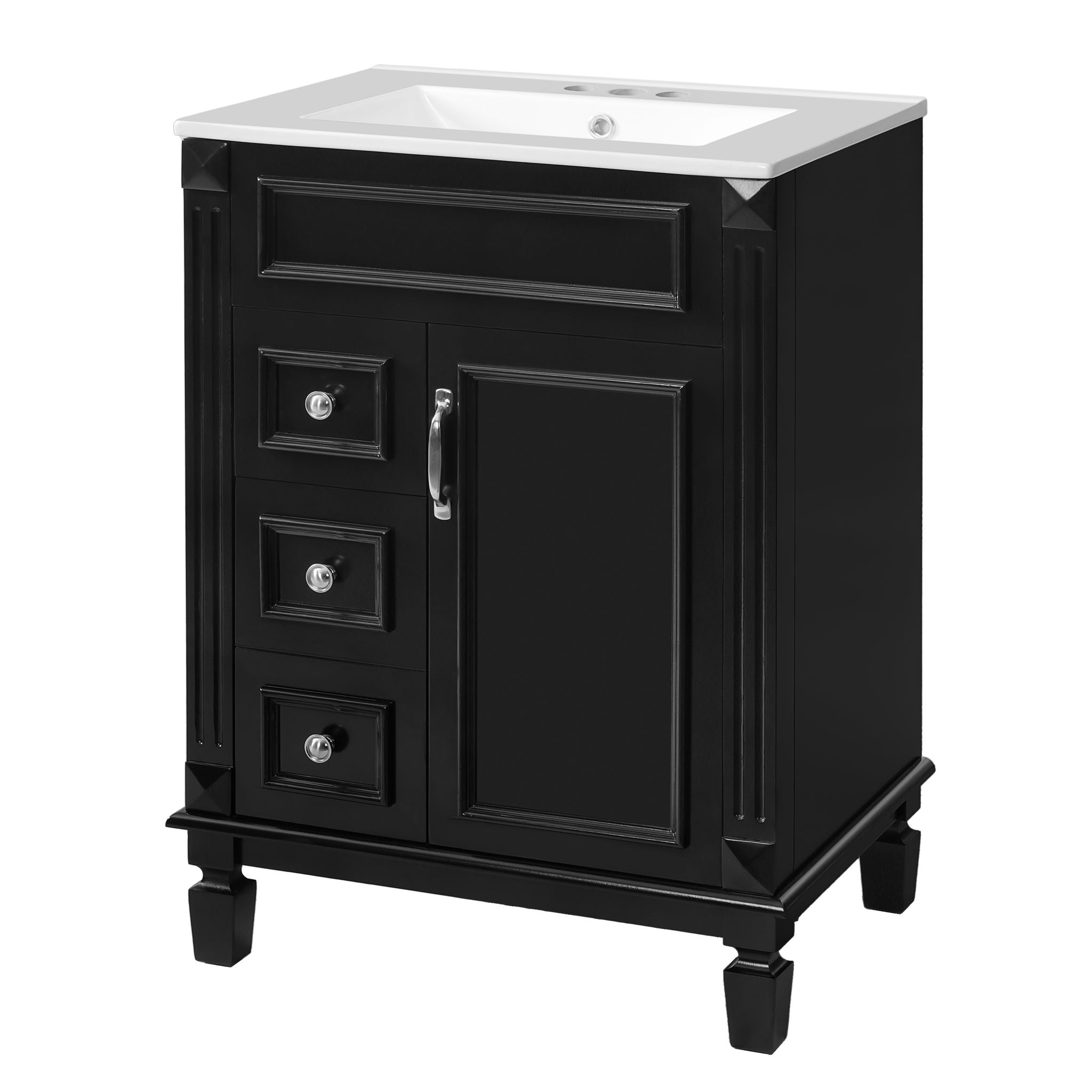 Bathroom Vanity With Sink, Compact Cabinet & 2 Drawers And Adjustable Shelf