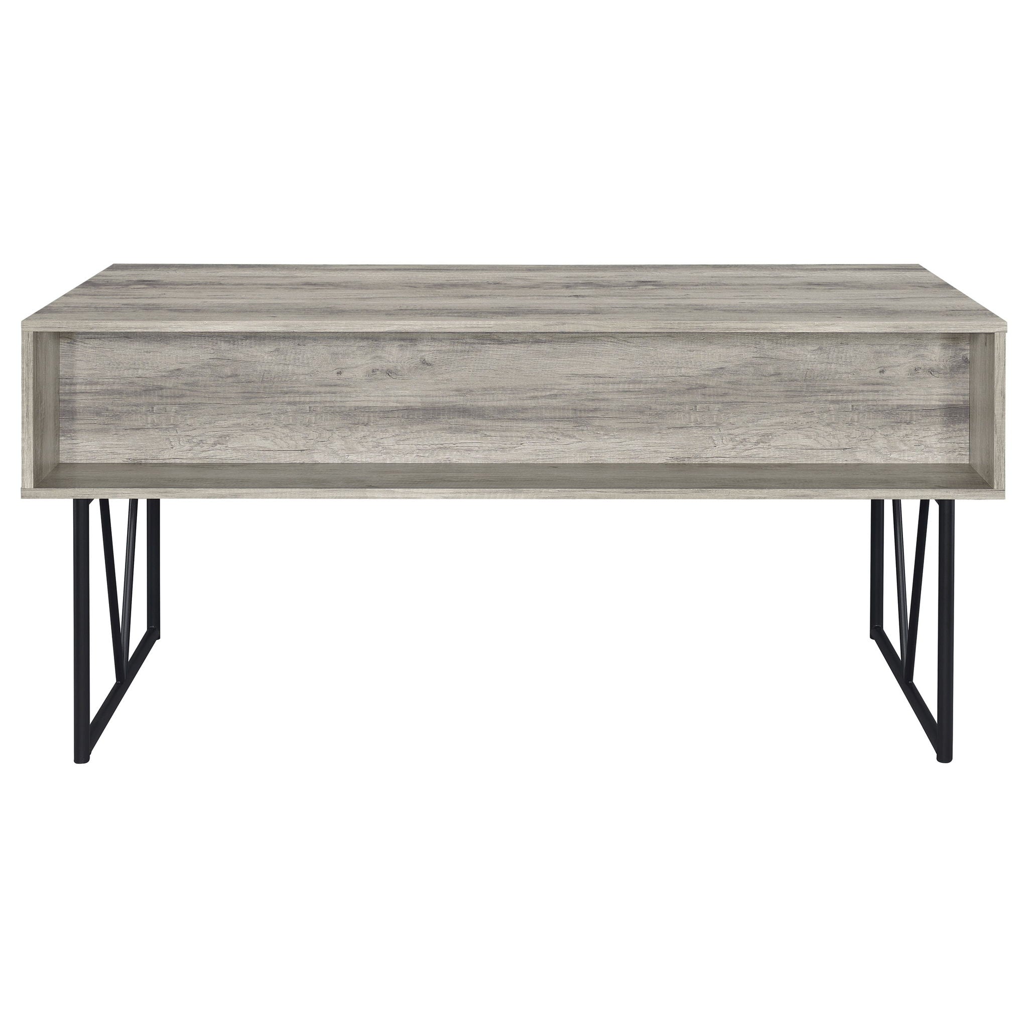 Rustic Industrial Charm Writing Desk With 4 Drawers And Open Shelf