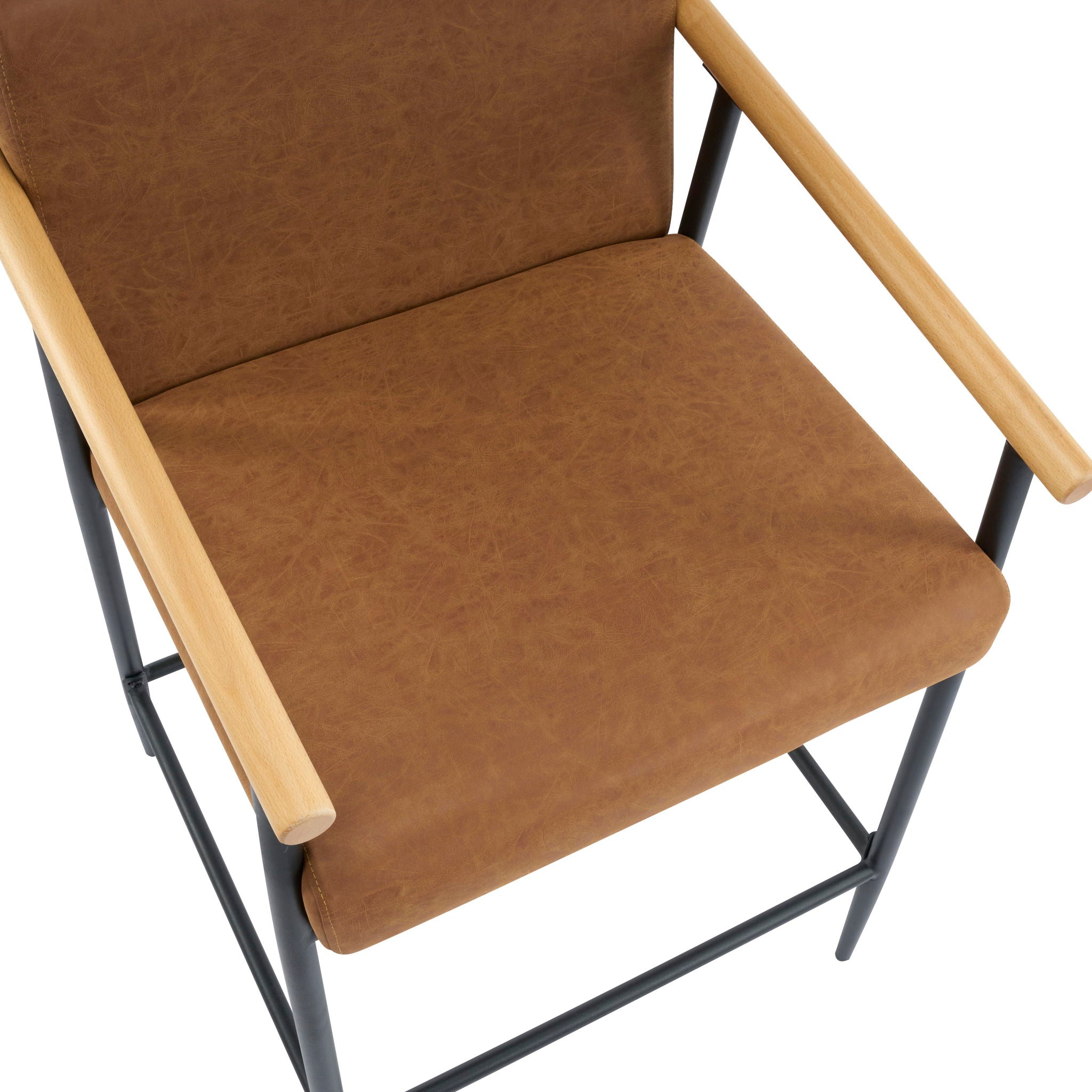 Mid Century Modern Counter Stool Set With Iron Frame