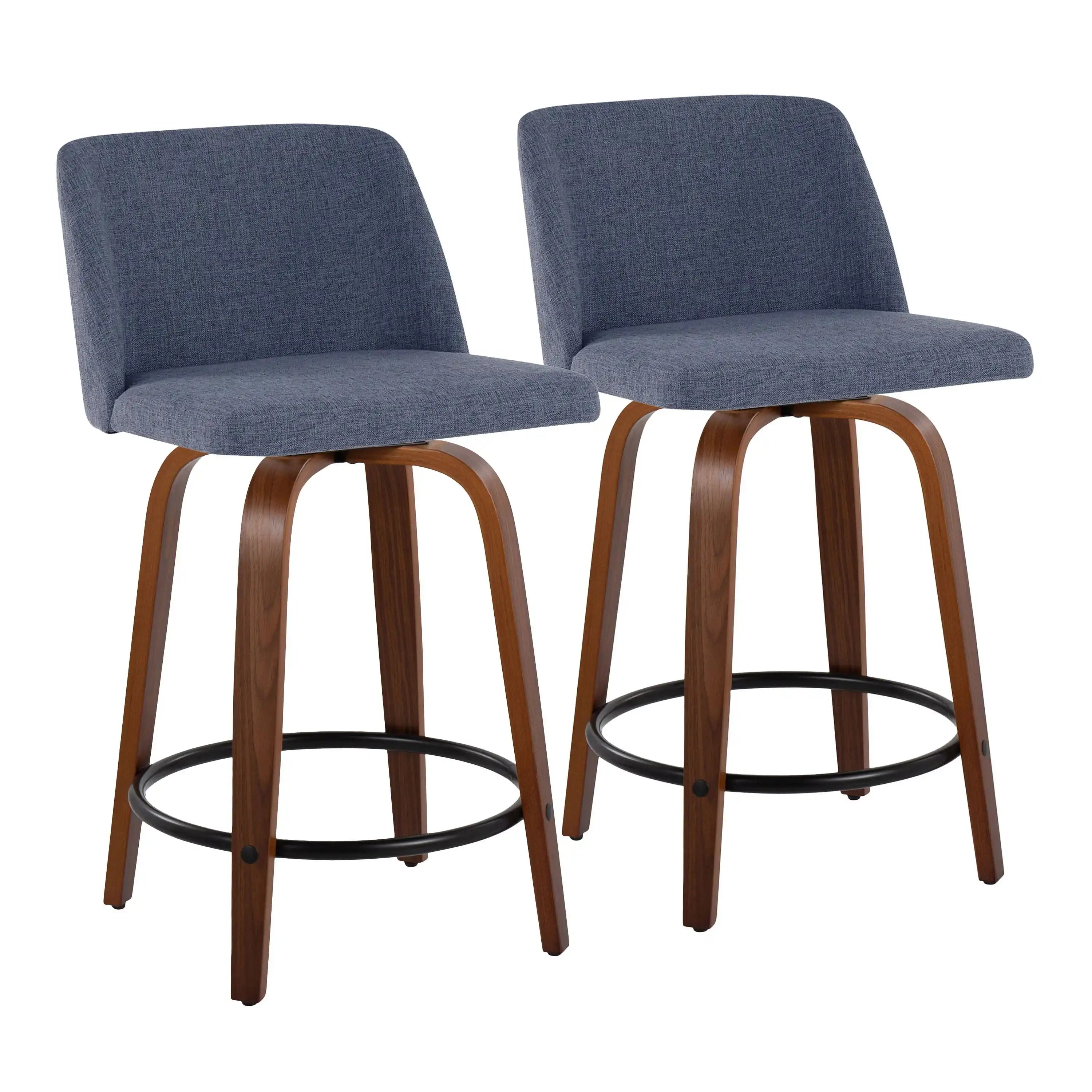 Toriano - Mid Century Modern, Fixed Height Counter Stool & Swivel And Round Footrest (Set of 2) - Best Buy Furniture