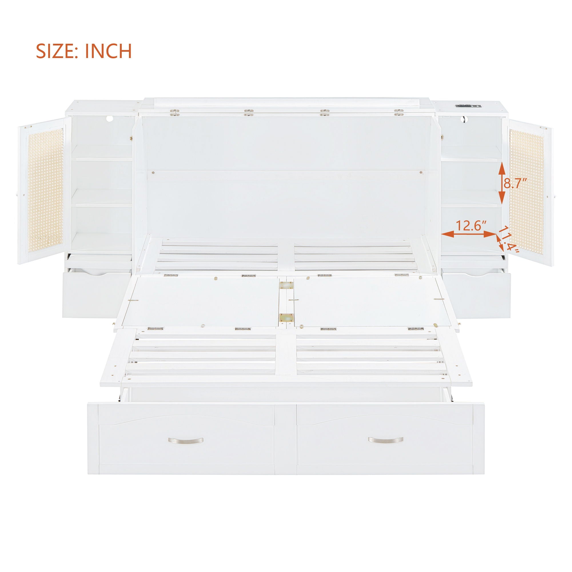 Murphy Wall Bed With Drawer And Rattan Decoration