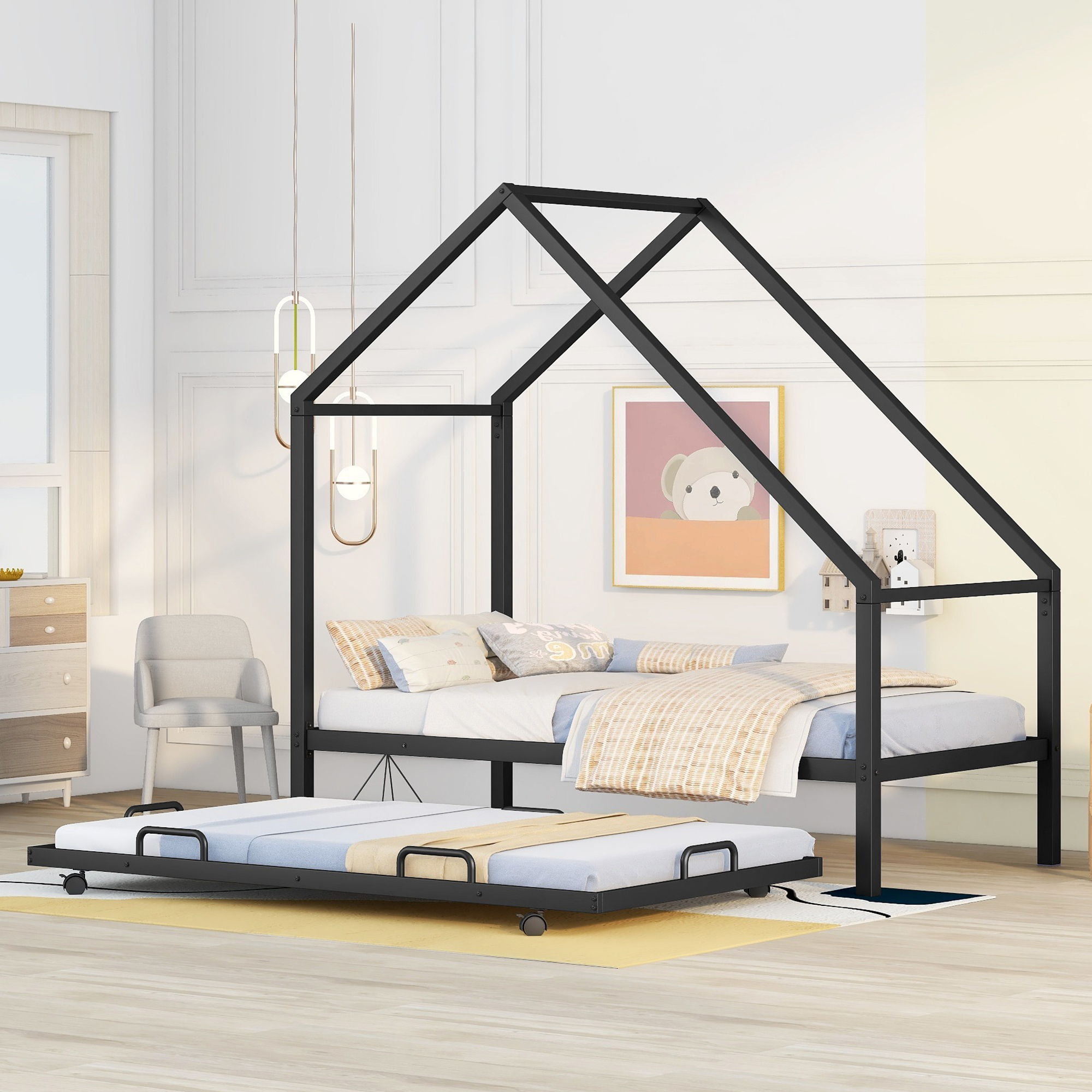 House Bed With Trundle