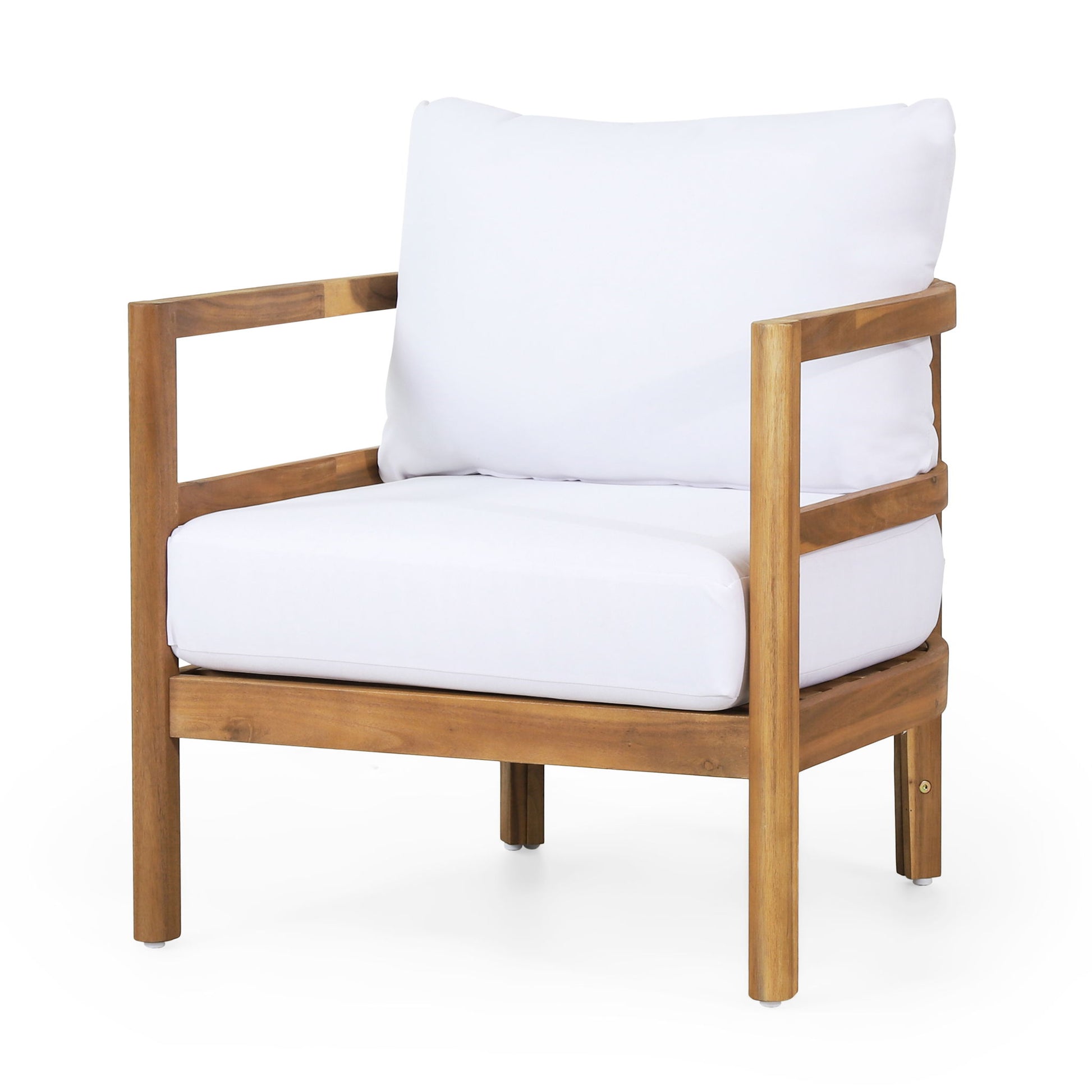 Outdoor Acacia Wood Patio Club Chair, Waterproof Thick Cushion, Deep Seating - Best Buy Furniture