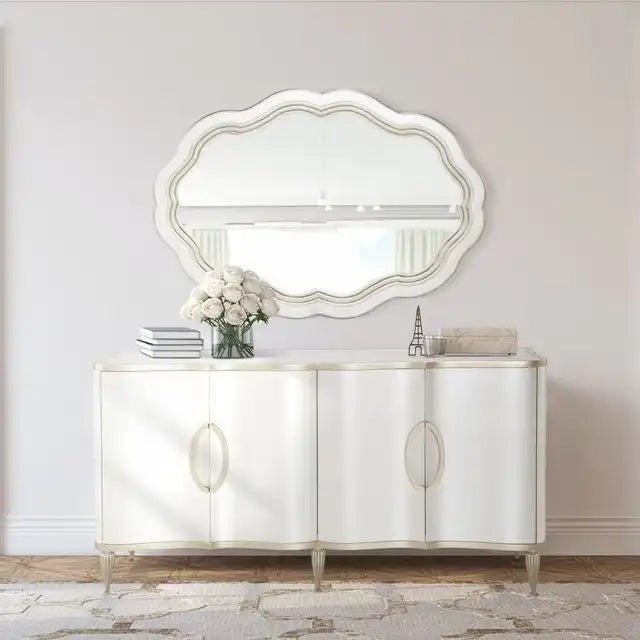 London Place - Dresser With Mirror - Creamy Pearl