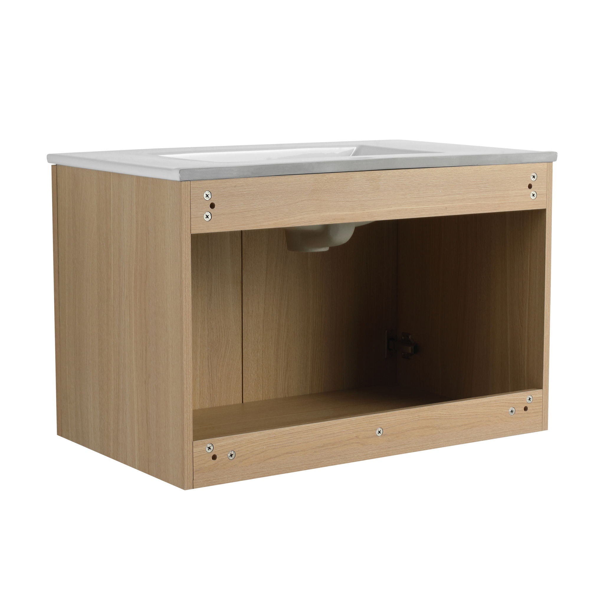 Wall Mounted Bathroom Vanity With Ceramic Sink And 2 Soft Closing Doors