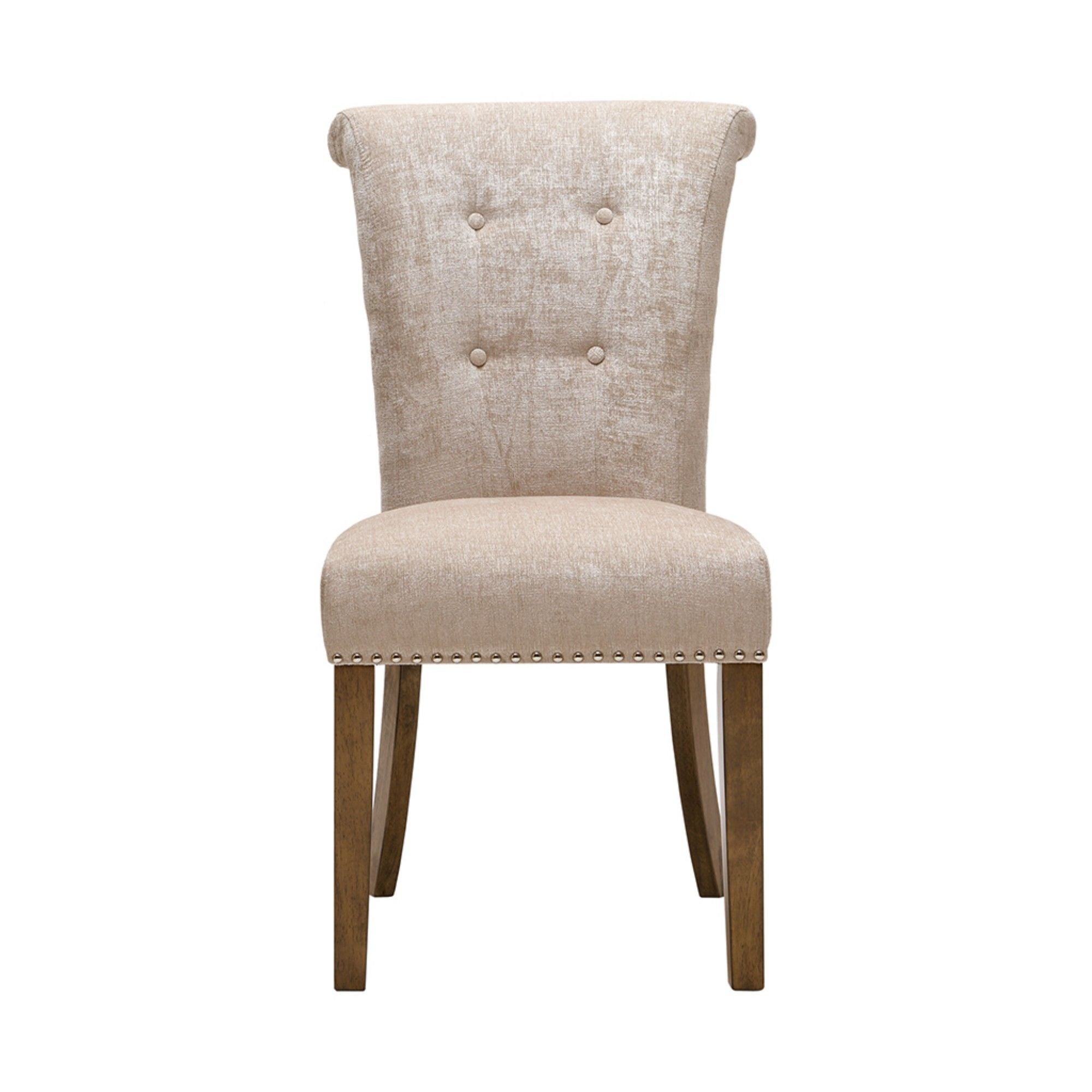 Roll Back Button Tufted Armless Dining Chairs (Set of 2) - Cream