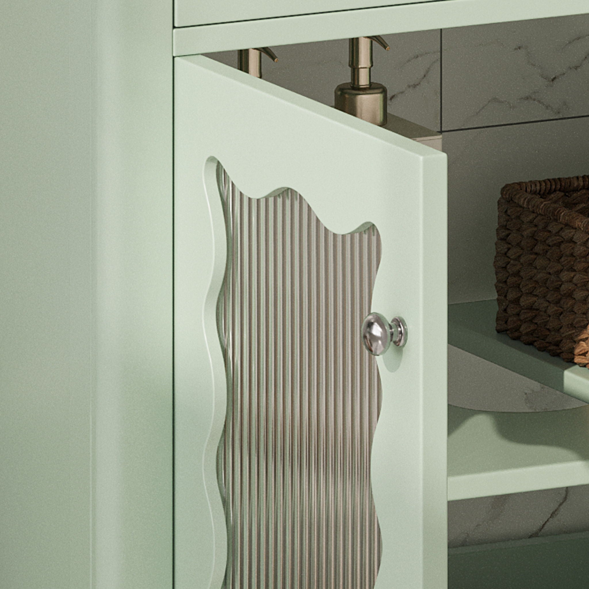 Modern Bathroom Vanity With Tempered Glass Doors