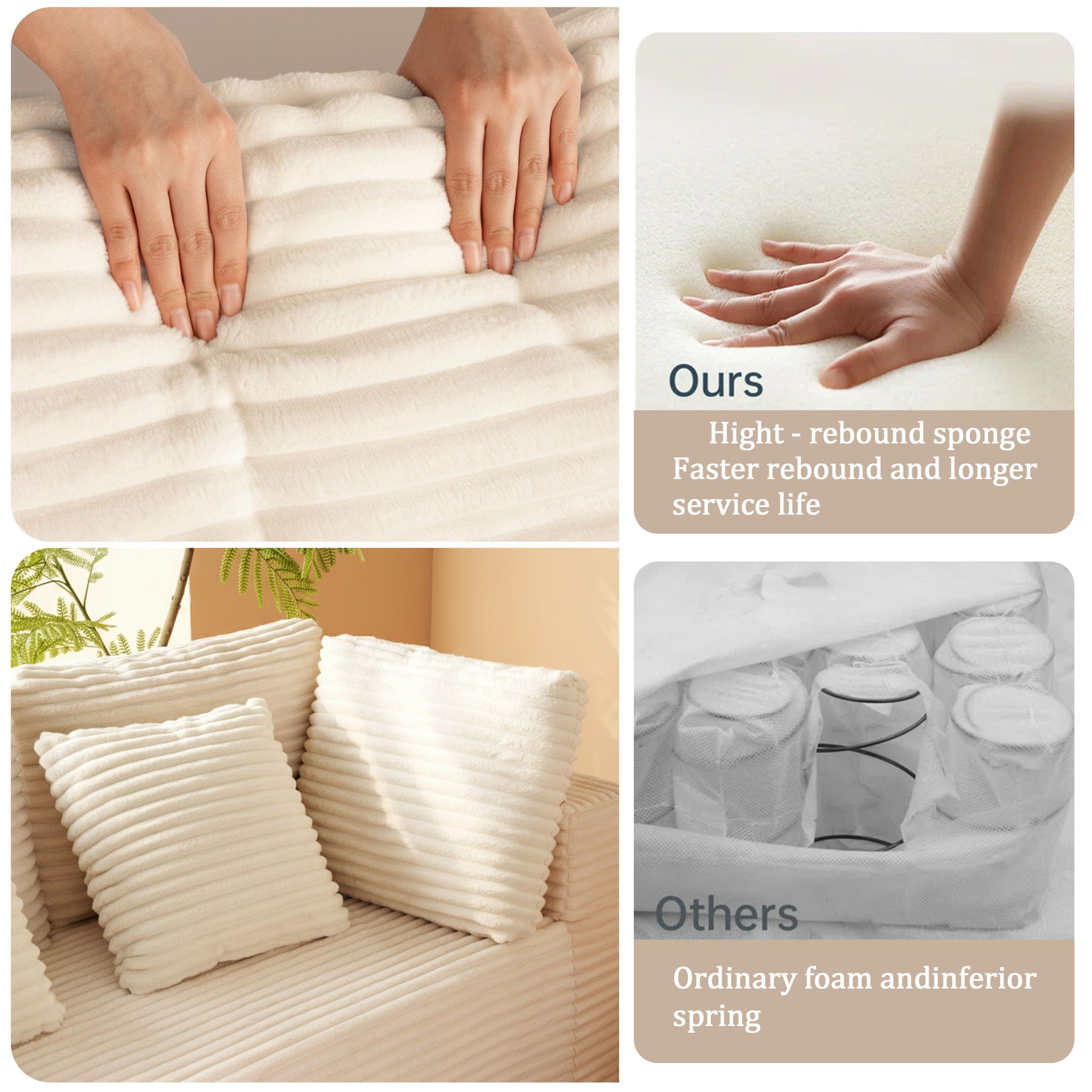 Modular U Shaped Sectional Sofa With Reversible Design