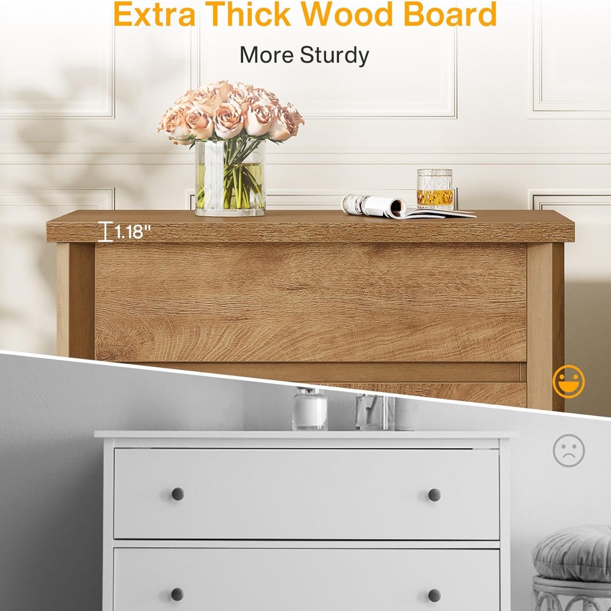 Nightstand With 3 Drawers, Bedside Table, Compact Storage - Brown