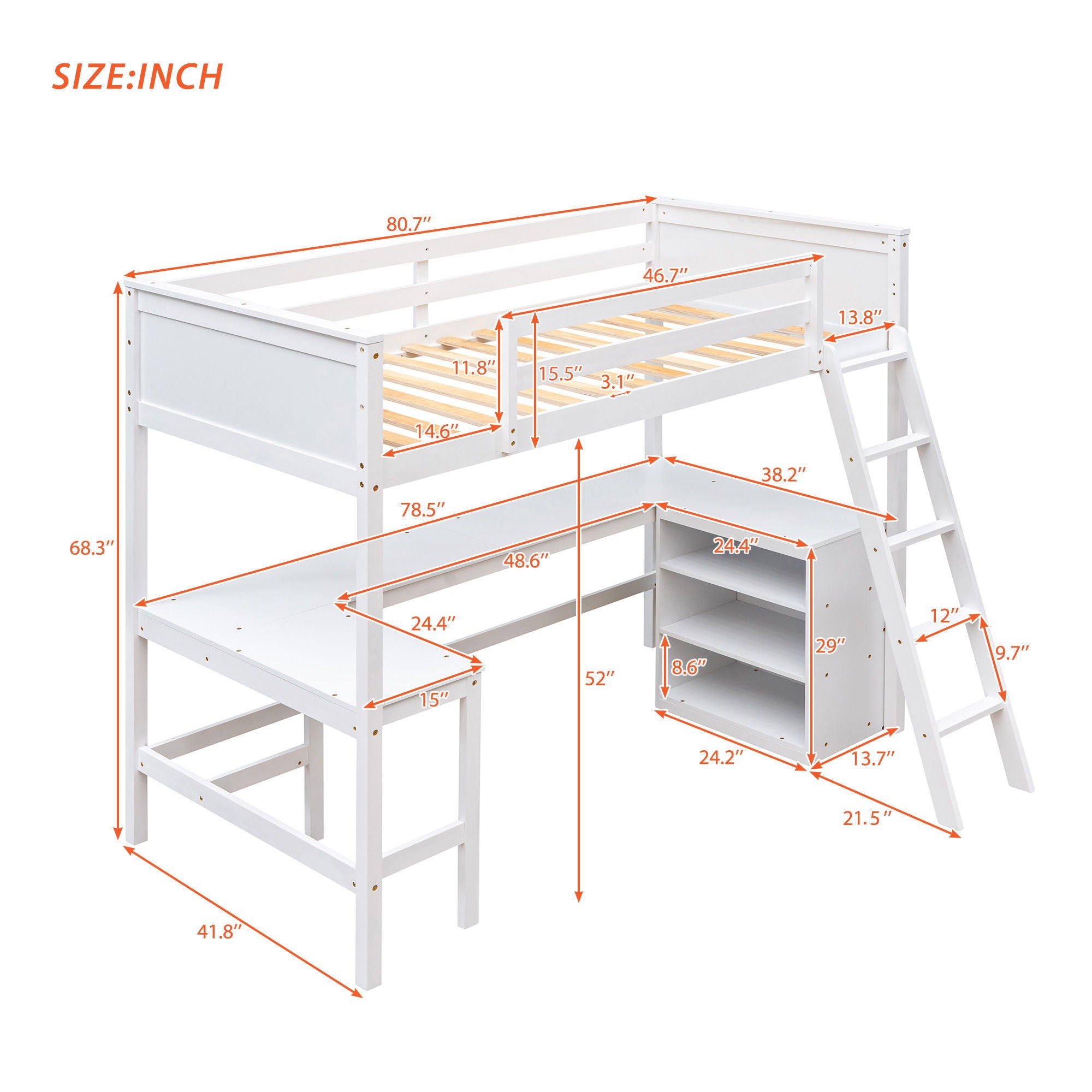 Loft Bed With Shelves With Desk