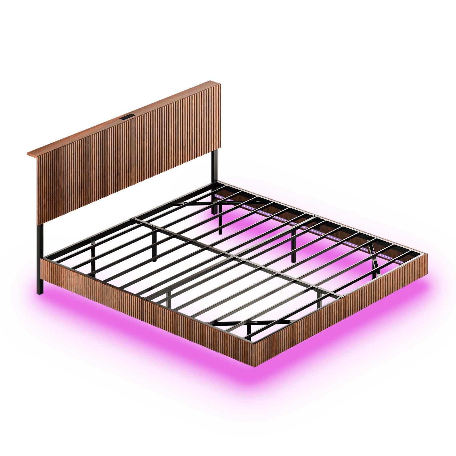 Floating Bedstead With Charging Station And LED Lights