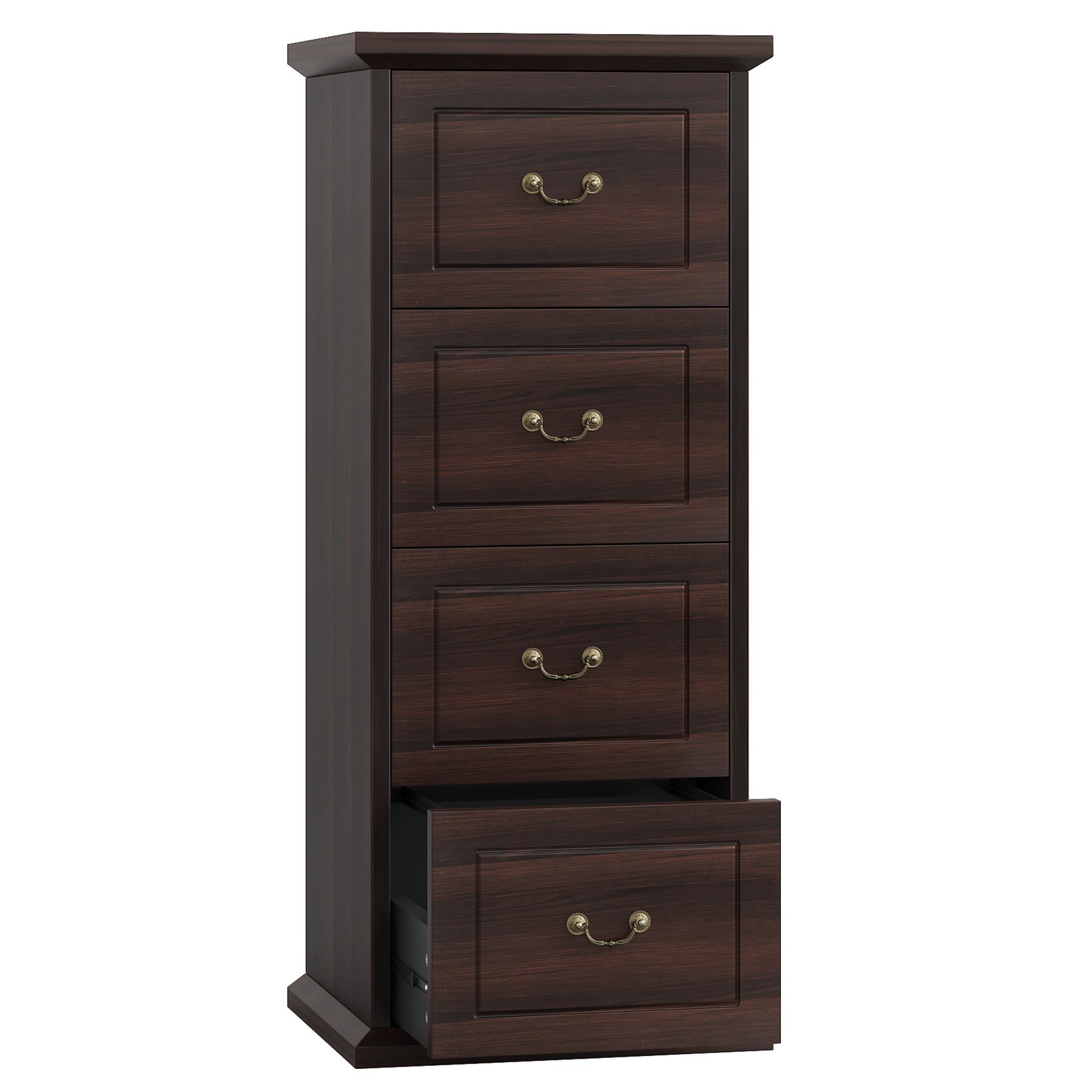 4 Drawer Vertical File Cabinet For A4 / Letter Files - Walnut