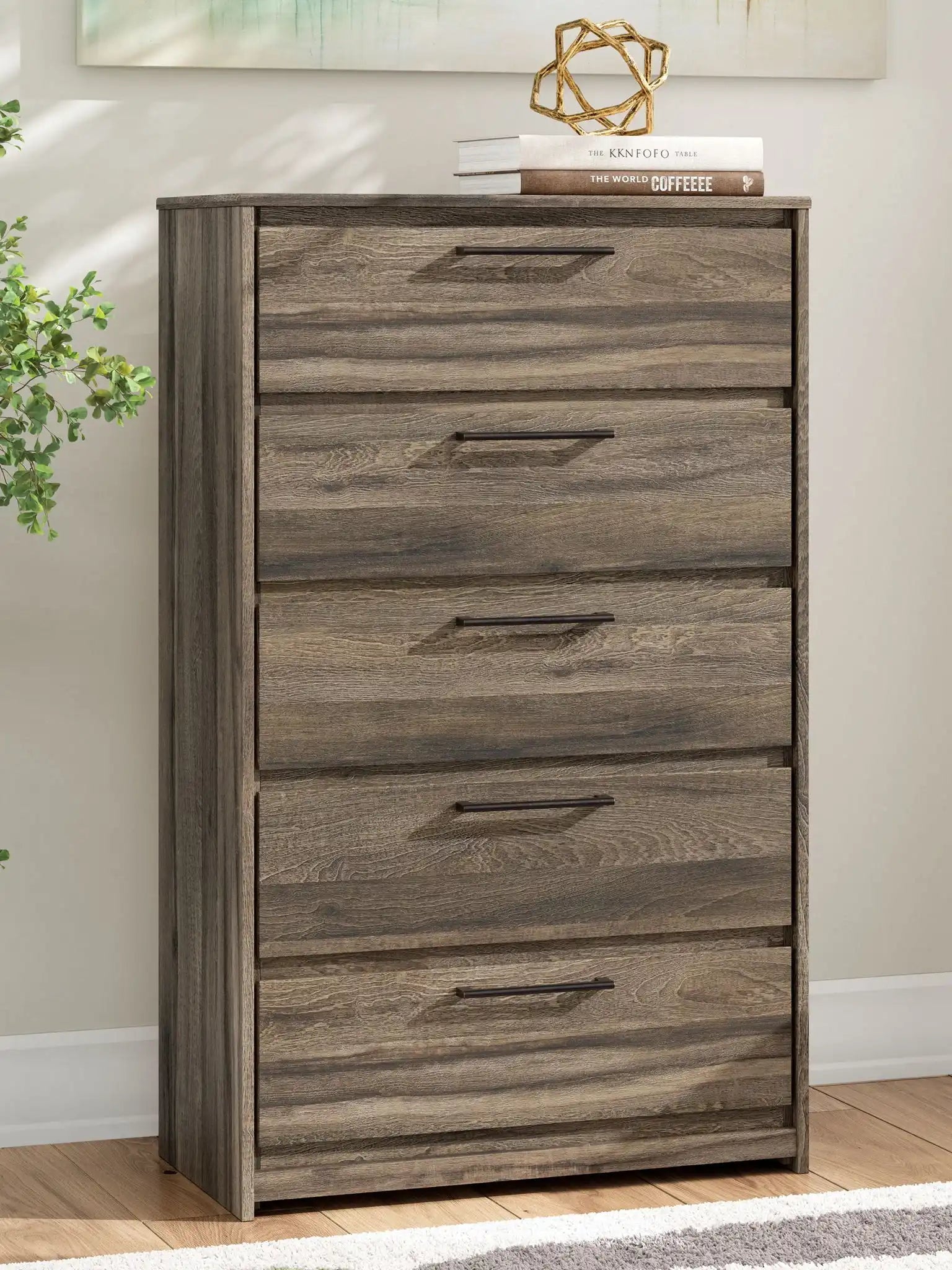 Elbrim - Five Drawer Chest - Brown - Best Buy Furniture