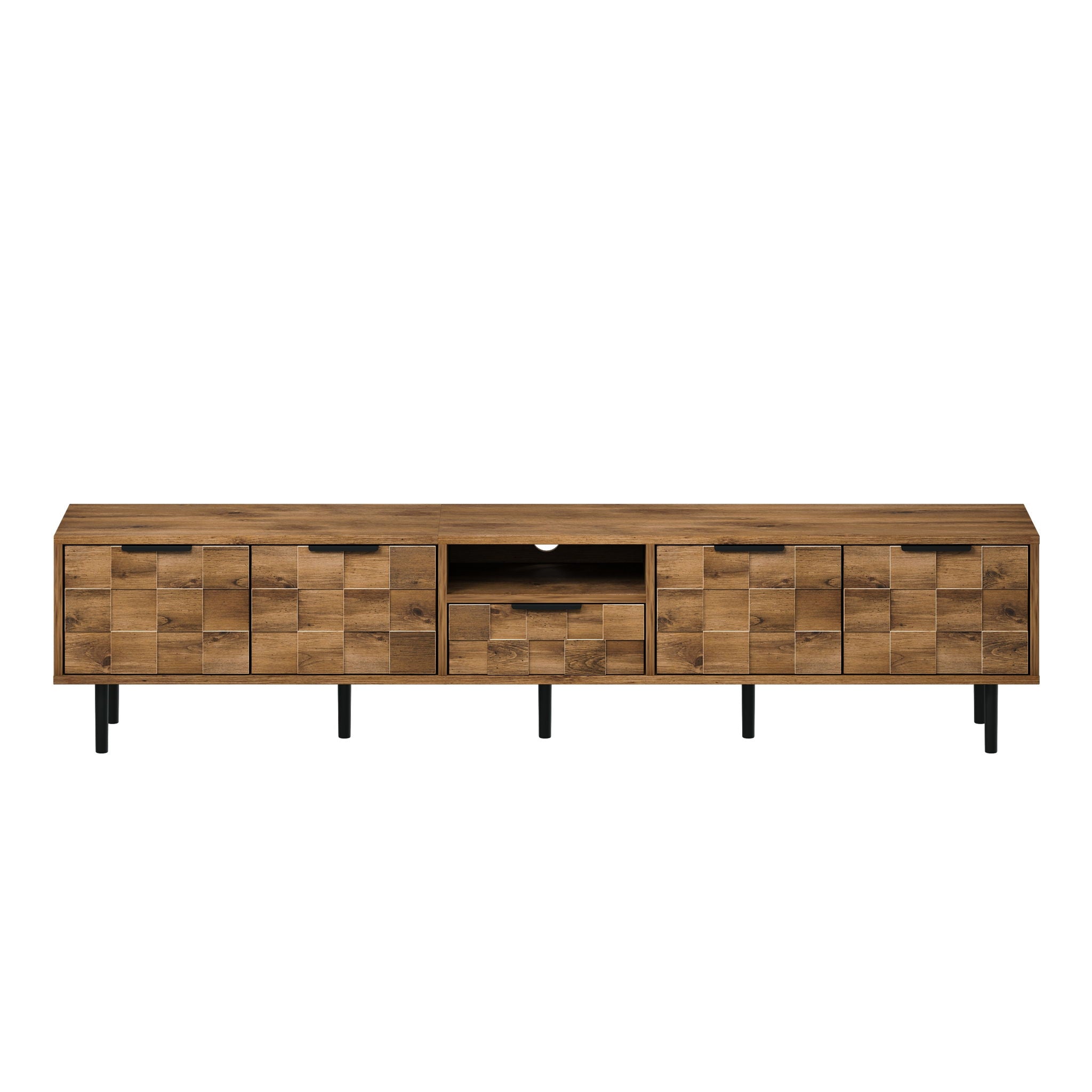 TV Stand, L Shaped Handle Entertainment Console With Storage - Natural