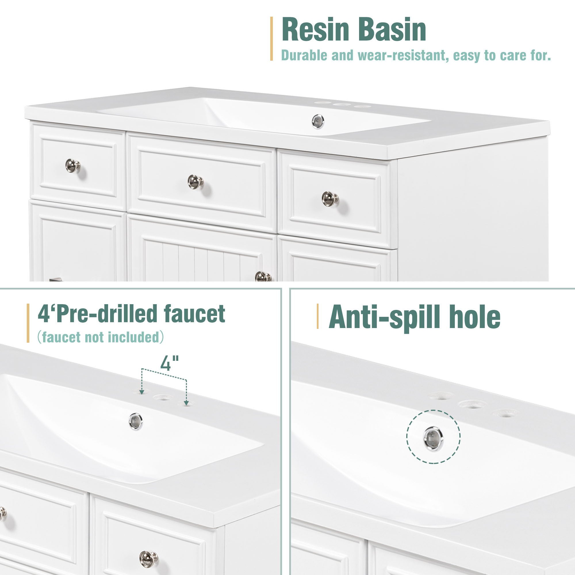 Bathroom Vanity Cabinet With Sink Top Combo Set, Single Sink, Shaker Cabinet With Soft Closing Door And Drawer