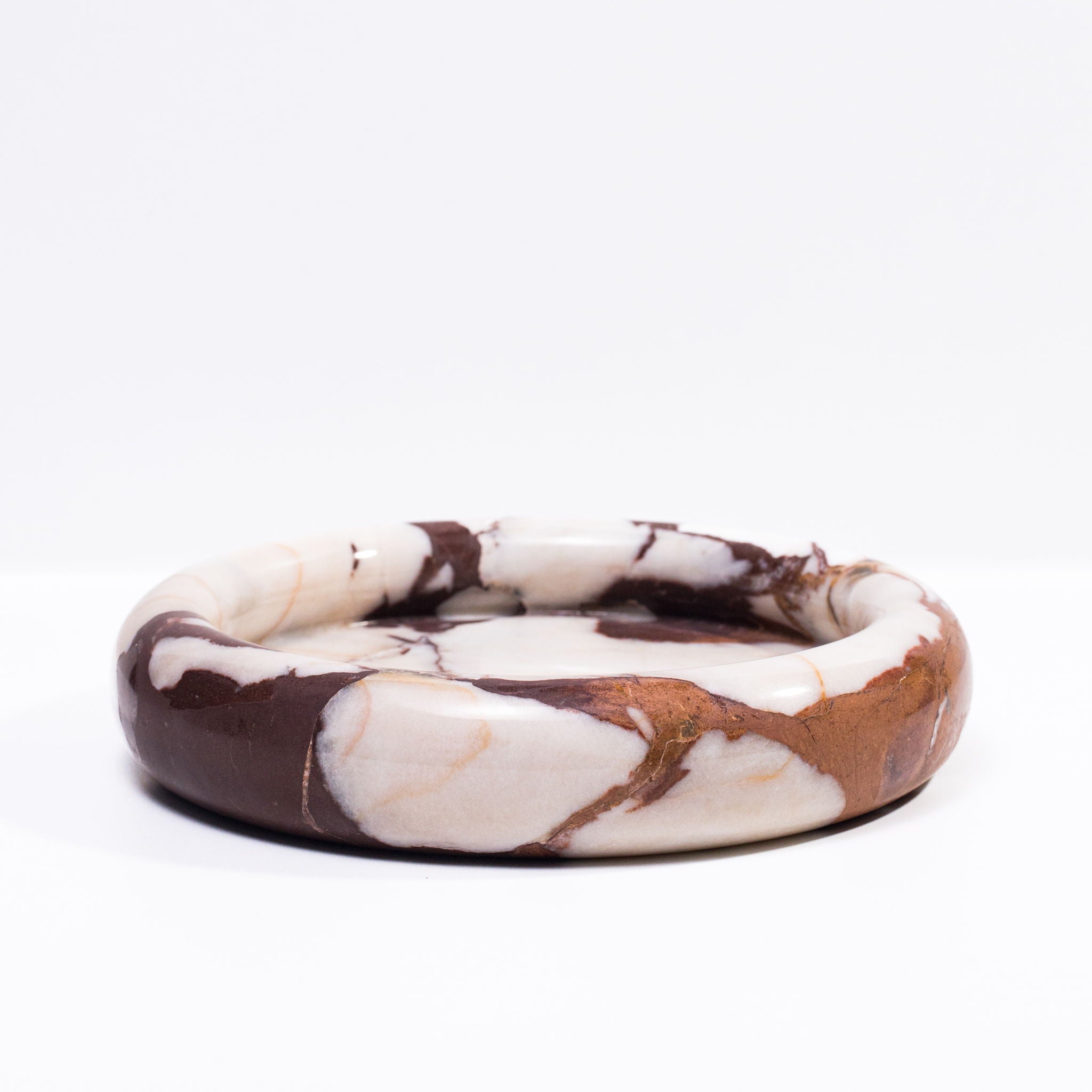 Marble Round Edged Catch-All - Breccia White Brown