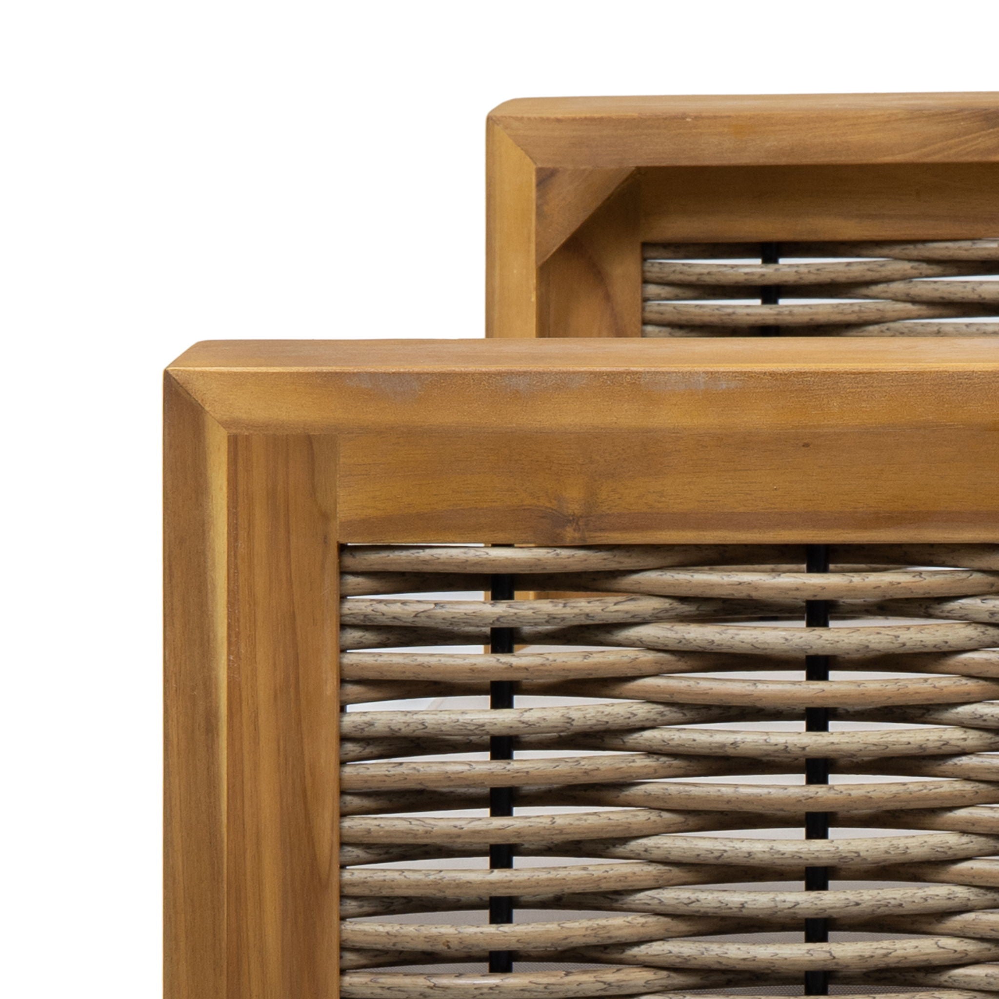 Outdoor Acacia Wood Club Chair With Wicker Accents - Best Buy Furniture